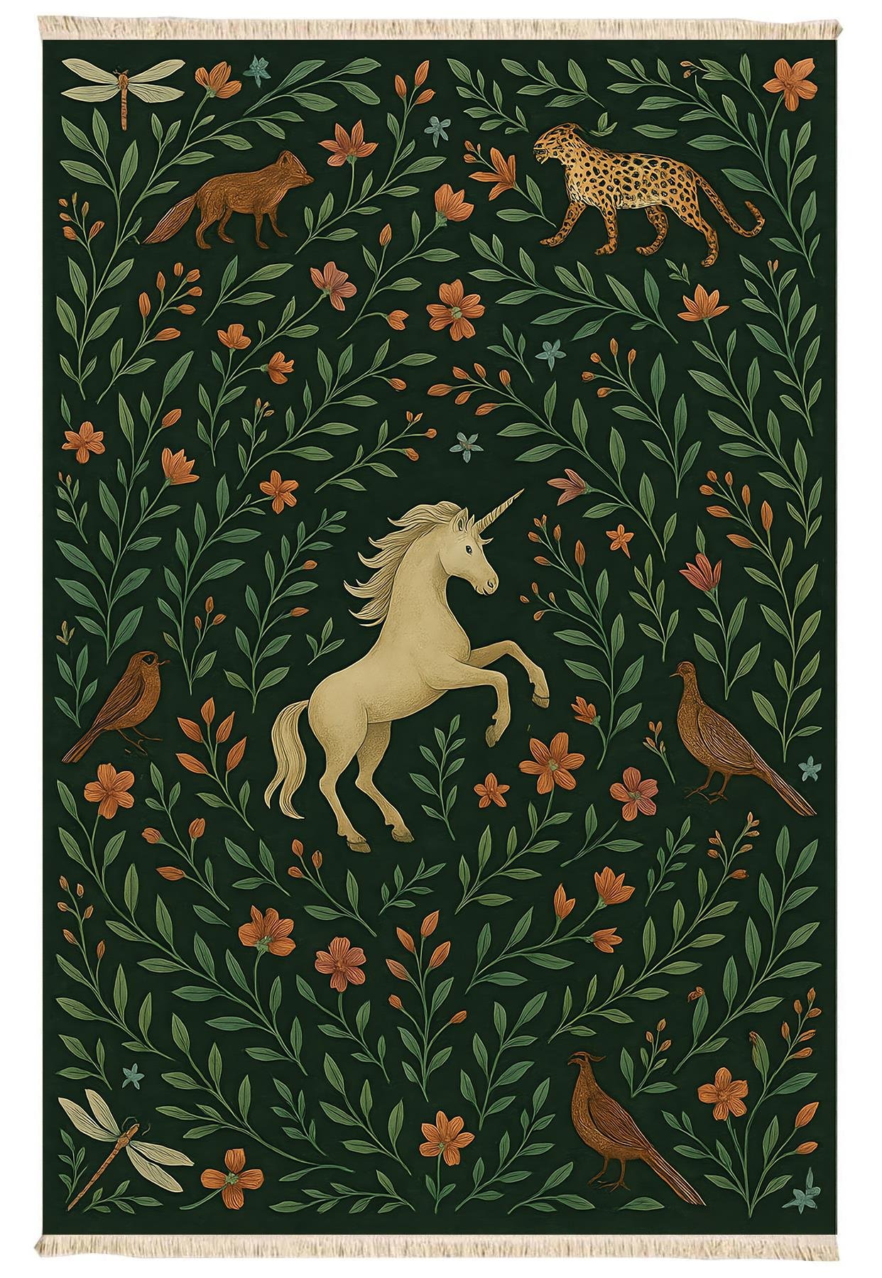 Unicorn Orman Dansı Baskılı Dokuma Taban Halı 302 YNGMarkaev