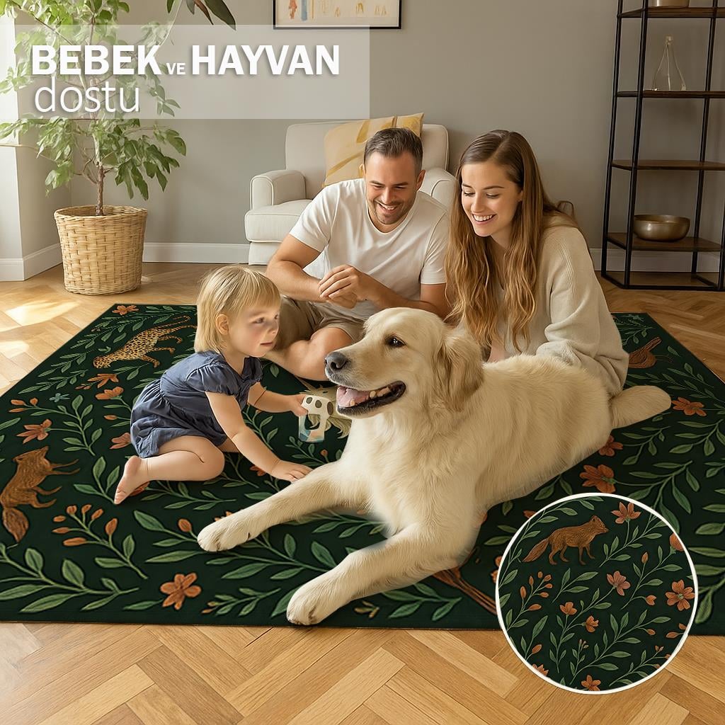 Unicorn Orman Dansı Baskılı Dokuma Taban Halı 302 YNGMarkaev
