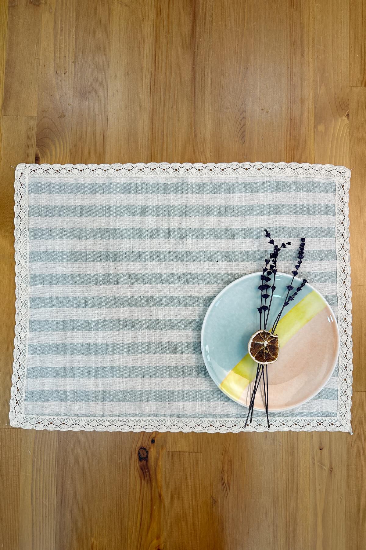 Yeşil Stripe Amerikan Servis Dantelli SupraMarkaev