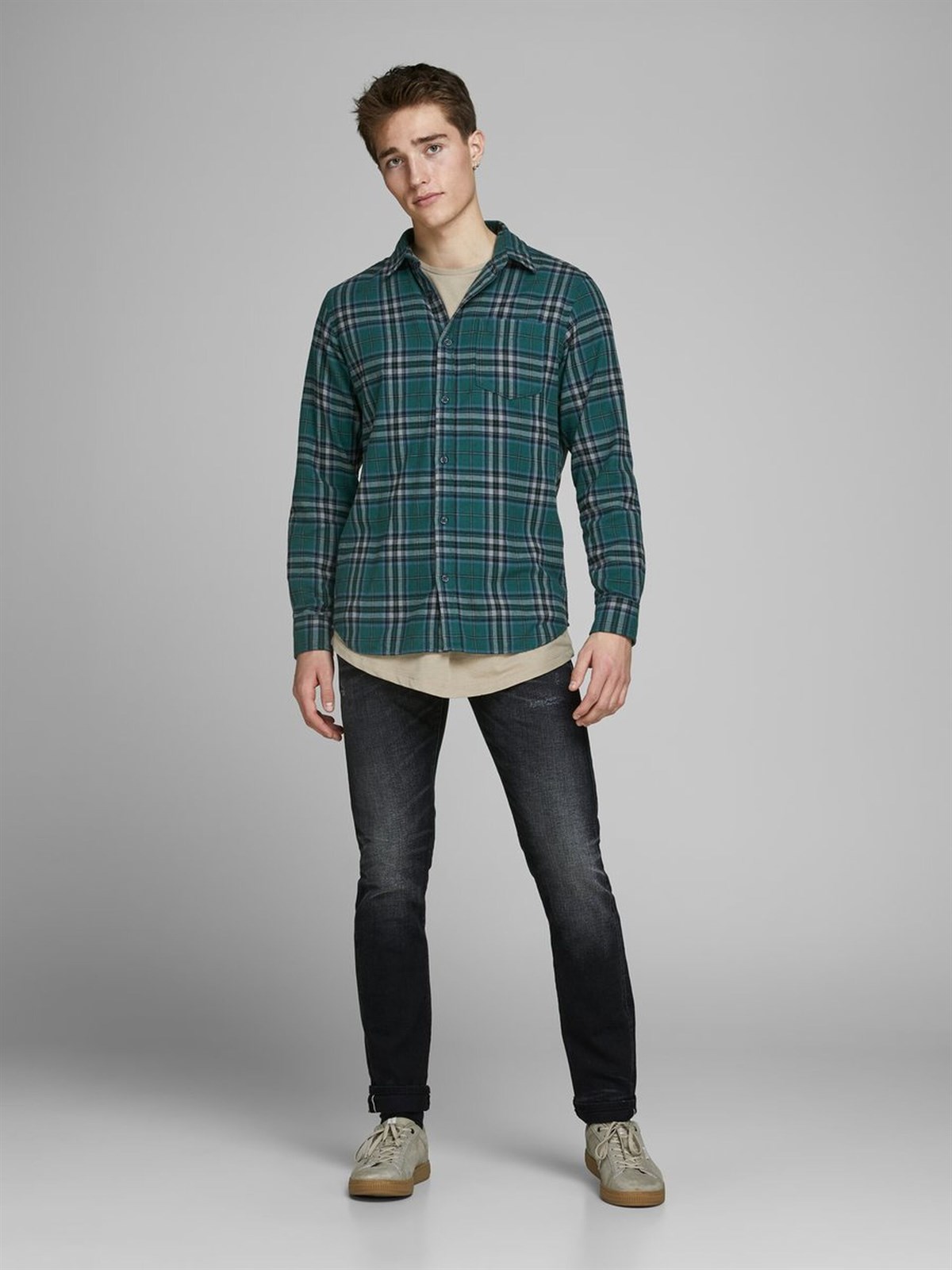 12161513NEBIMV3NEBIMV3|12161513|SMossJACK&JONES JORBROOK SHIRT LS ERKEK GÖMLEK - 12161513-Sea Moss