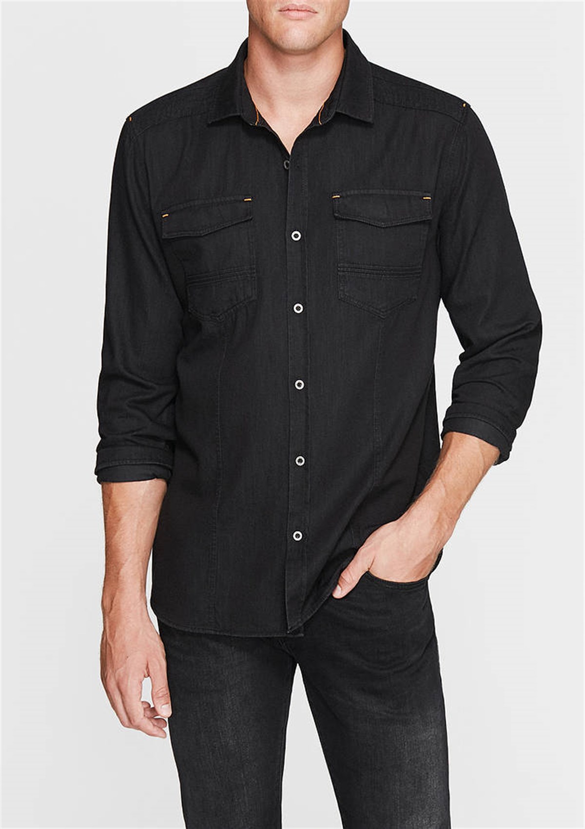 021013-25789MAVİ DENİM GÖMLEK siyah denim