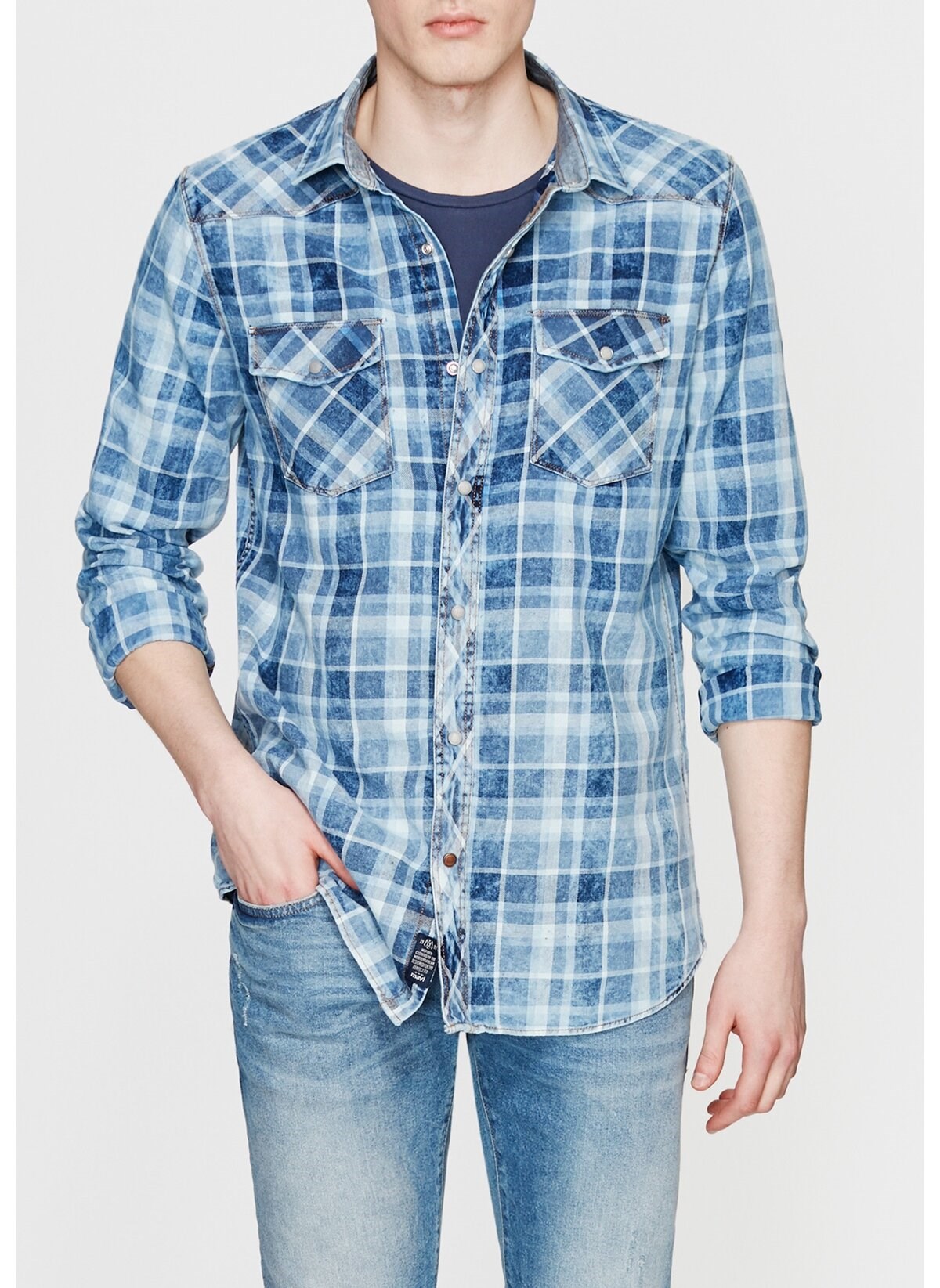 020784-18790Mavi İndigo Check Shirt İndigo Check