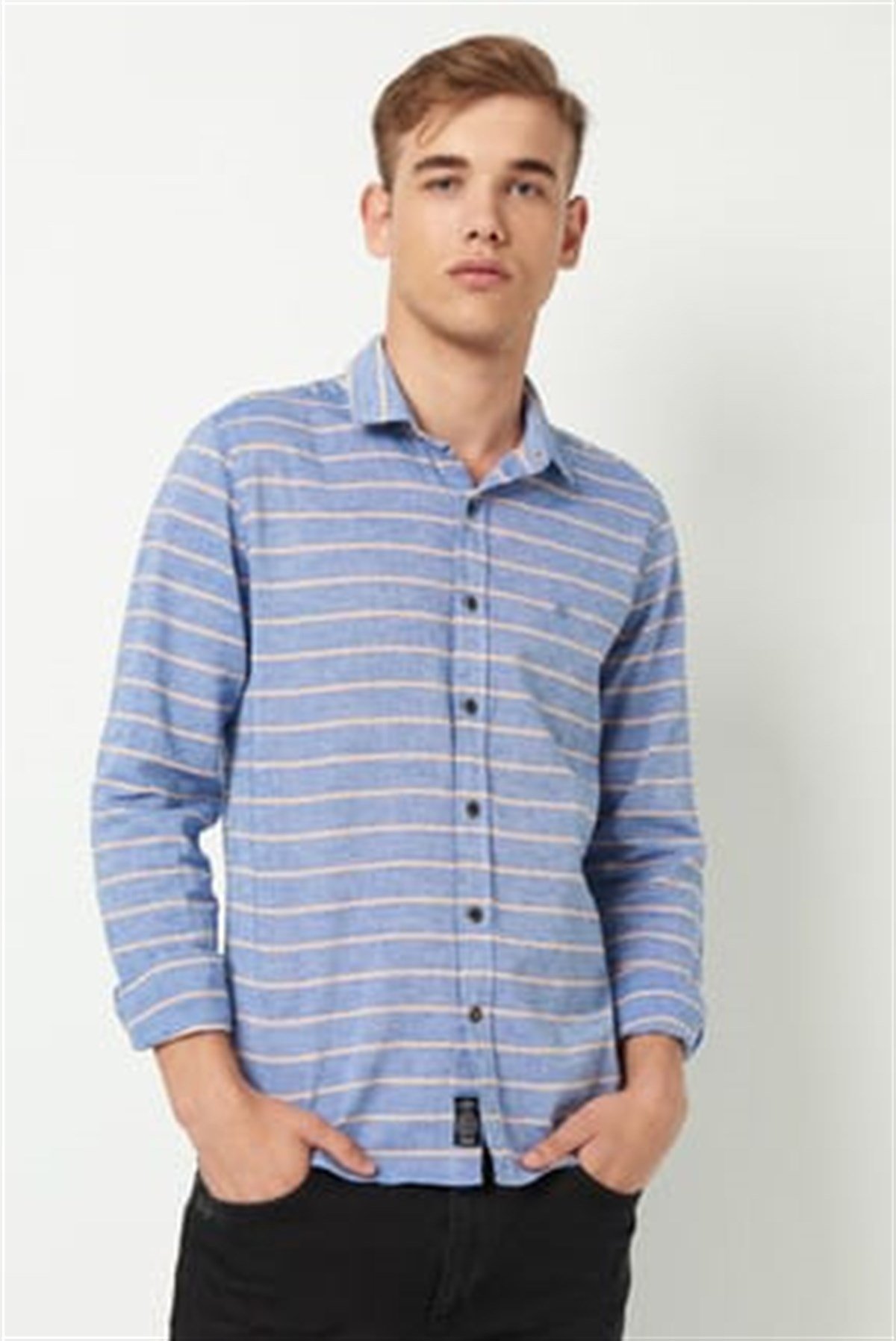 021244-28435Mavi Stripe Shirt Faded Denim Striped
