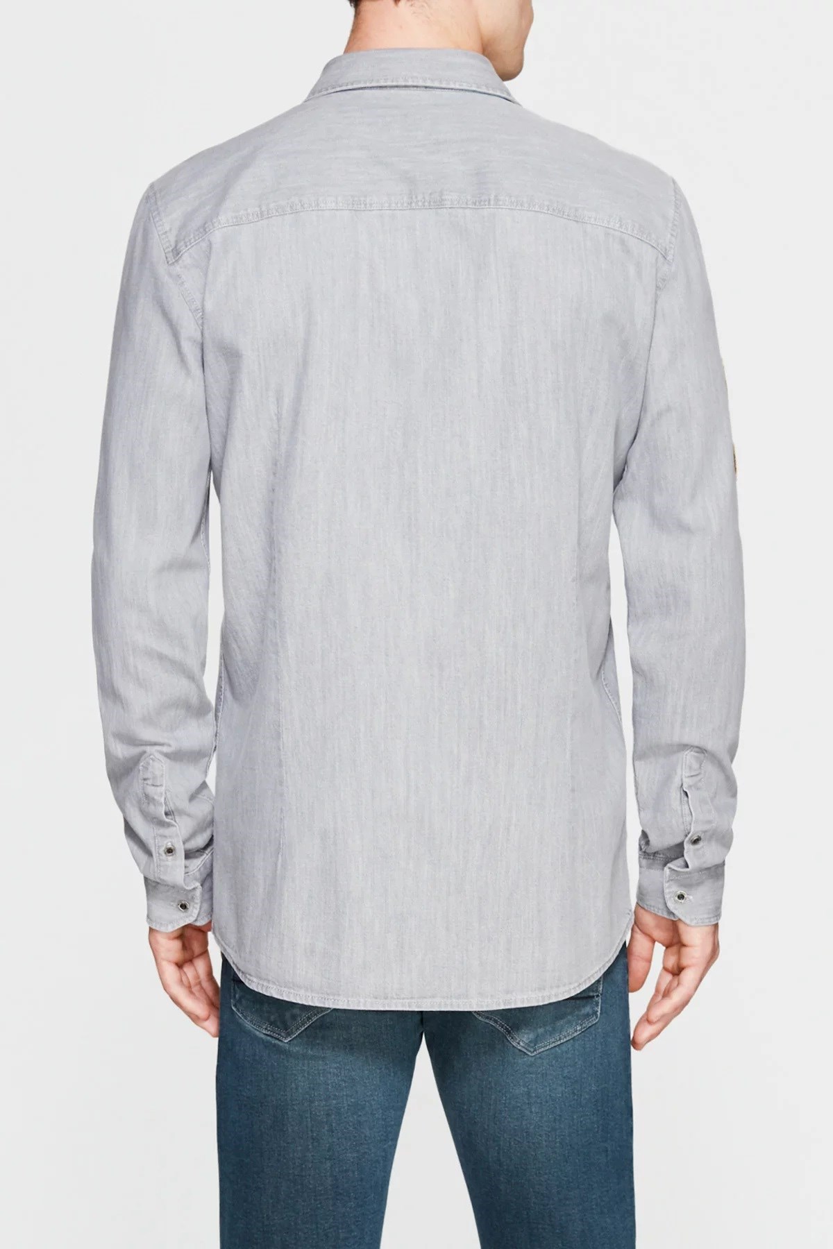 020989-25790MAVİ TEK CEPLİ GÖMLEK gri denim