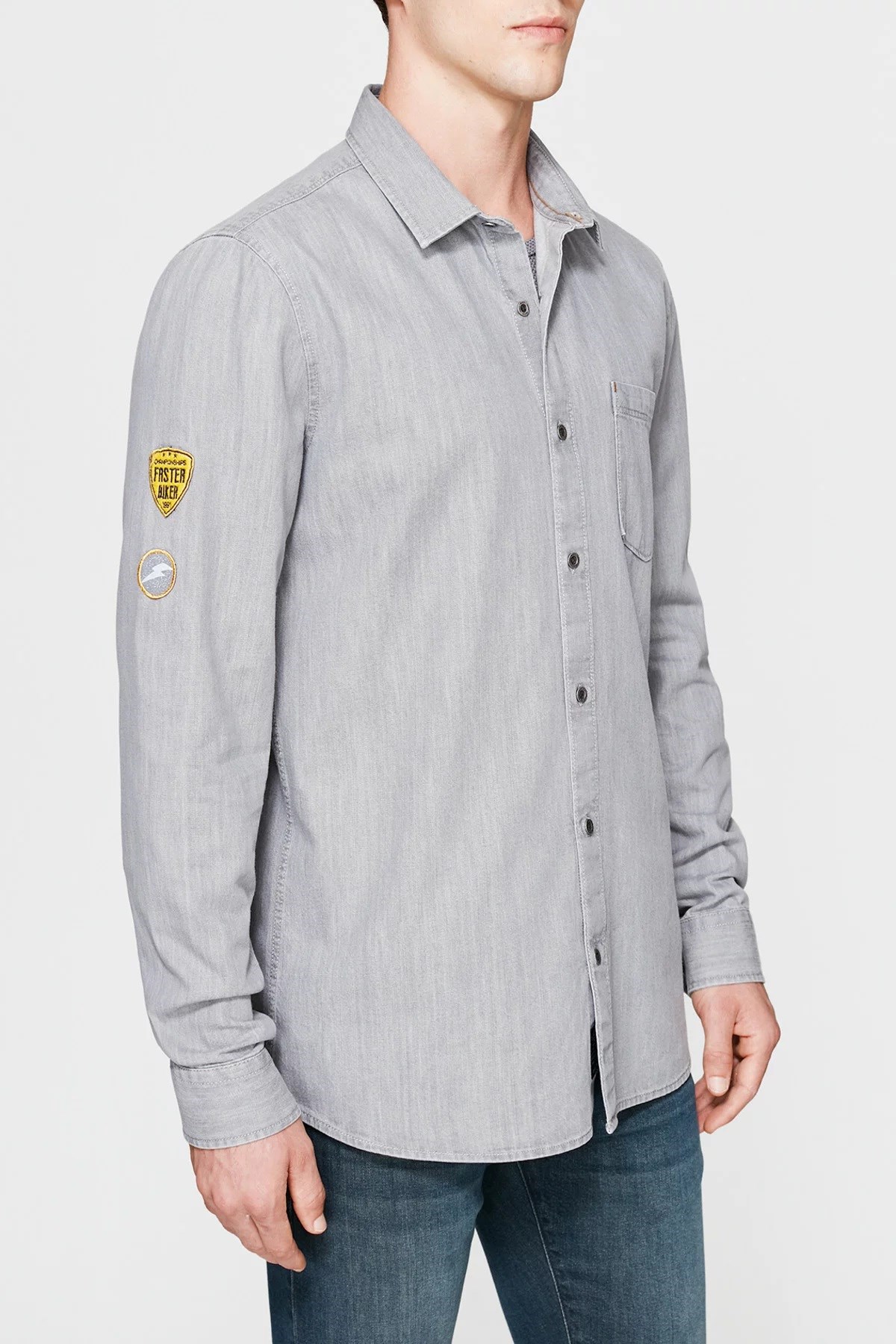 020989-25790MAVİ TEK CEPLİ GÖMLEK gri denim