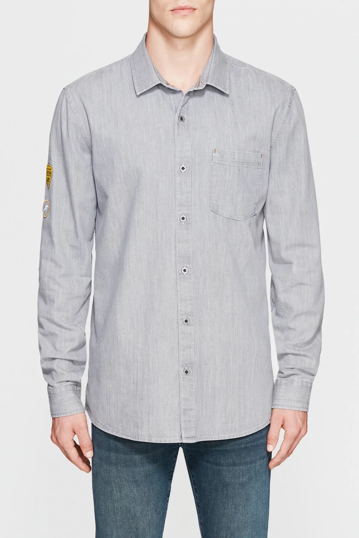 020989-25790MAVİ TEK CEPLİ GÖMLEK gri denim