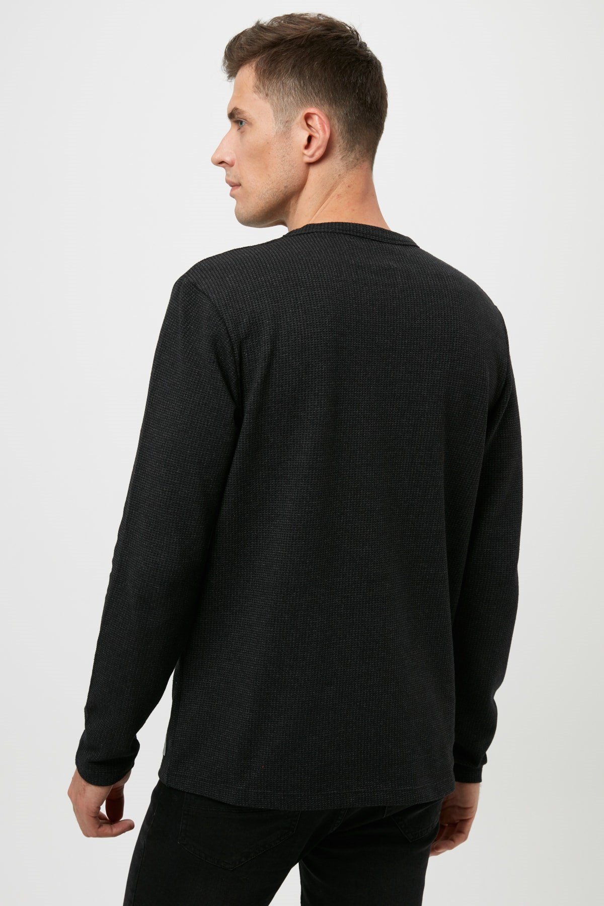 12160971NEBIMV3NEBIMV3|12160971|BlackJACK&JONES JCOUNIVERSE KNIT CREW NECK ERKEK KAZAK - 12160971-BLACK