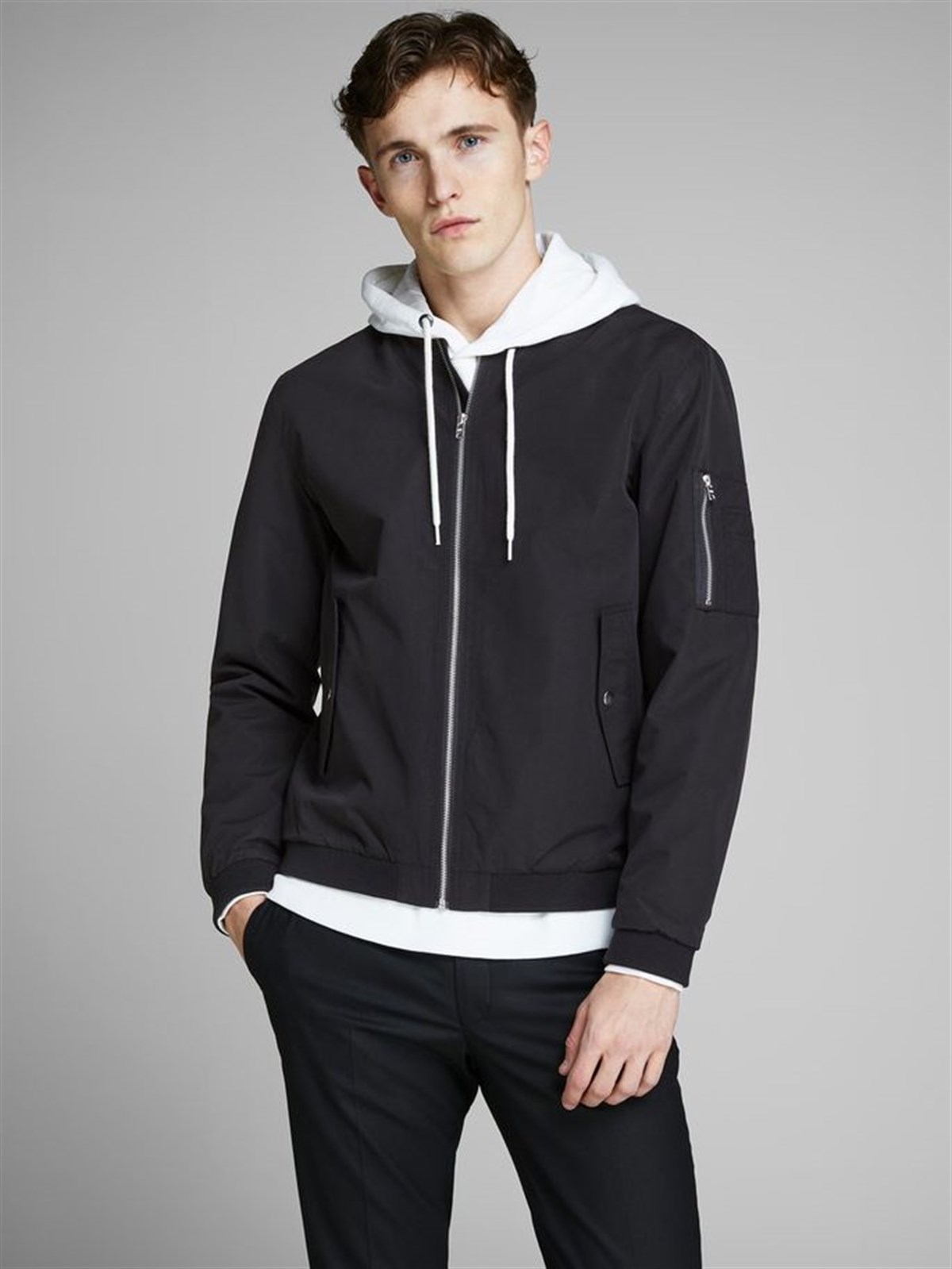 12147376NEBIMV3NEBIMV3|12147376|BlackJACK & JONES JJEDESERT BOMBER NOOS ERKEK MONT-Black