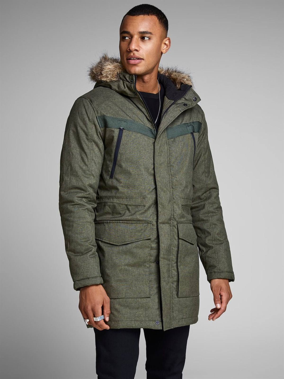 12138130NEBIMV3NEBIMV3|12138130|RosinJACK & JONES JCOEARTH PARKA ERKEK MONT-Rosin