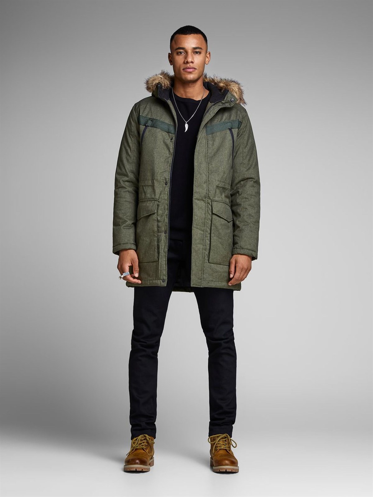 12138130NEBIMV3NEBIMV3|12138130|RosinJACK & JONES JCOEARTH PARKA ERKEK MONT-Rosin