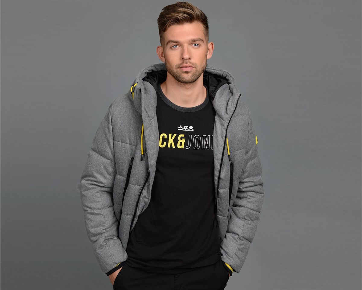 12157682NEBIMV3NEBIMV3|12157682|GMelJACK&JONES JCOFRED PUFFER ERKEK MONT - 12157682-Grey Melange