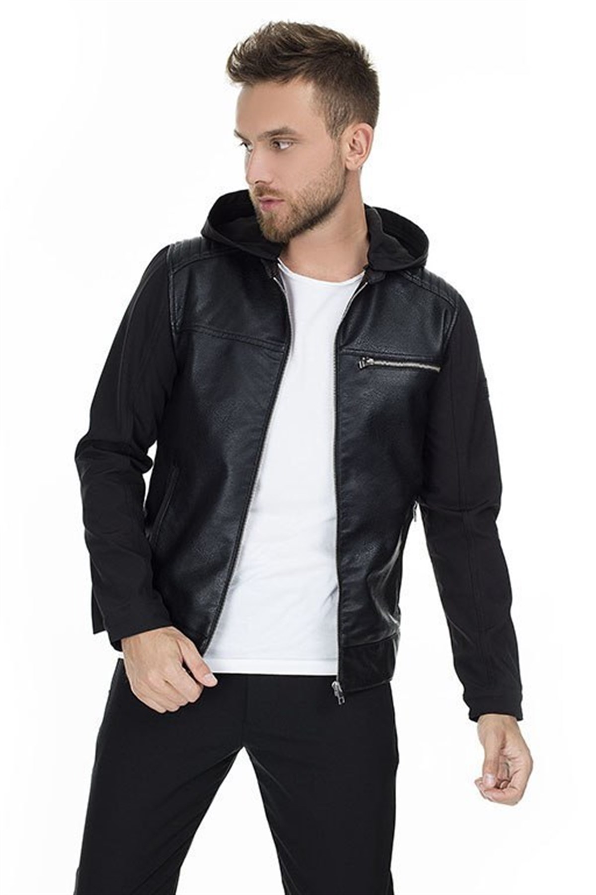 12157734NEBIMV3NEBIMV3|12157734|BlackJACK&JONES JCOGARY PU JACKET ERKEK MONT-BLACK