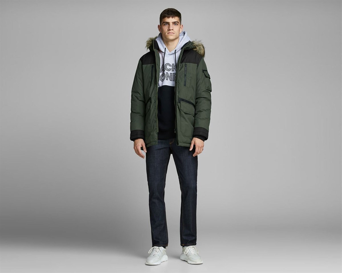 12156093NEBIMV3NEBIMV3|12156093|FNightJACK&JONES JCOGLOBE PARKA ERKEK MONT - 12156093-Forest Night