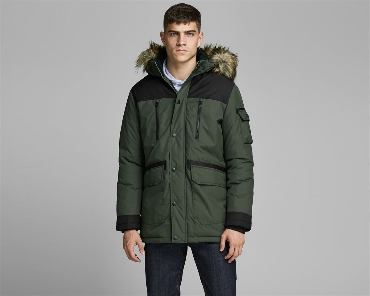 12156093NEBIMV3NEBIMV3|12156093|FNightJACK&JONES JCOGLOBE PARKA ERKEK MONT - 12156093-Forest Night