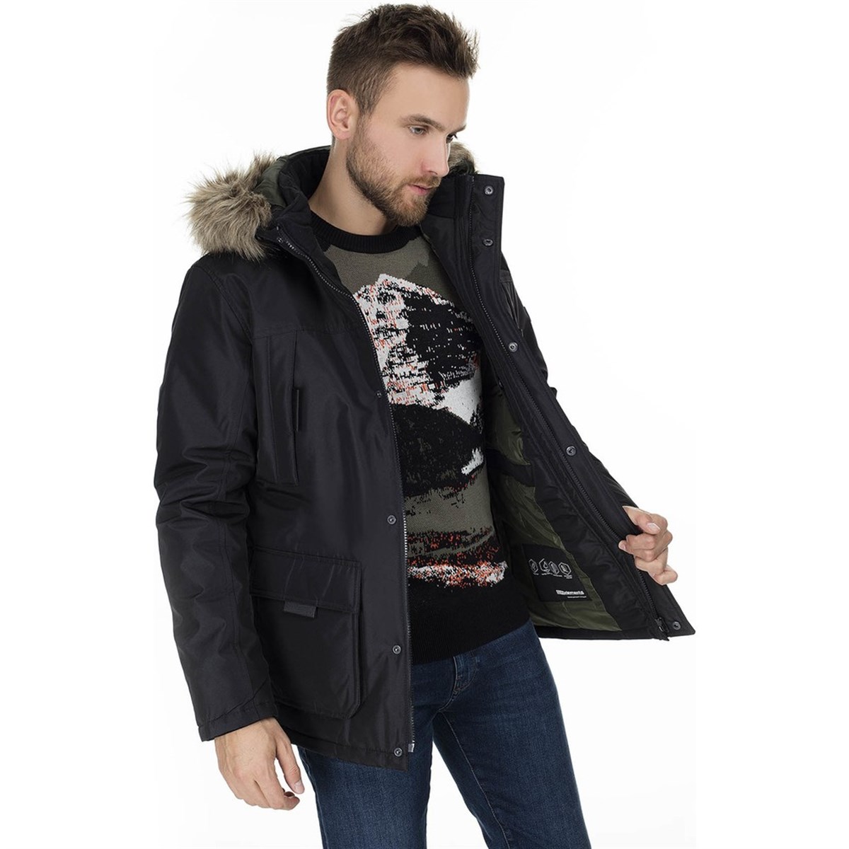 12164917NEBIMV3NEBIMV3|12164917|BlackJACK&JONES JCOHOLLOW PARKA ERKEK MONT-BLACK