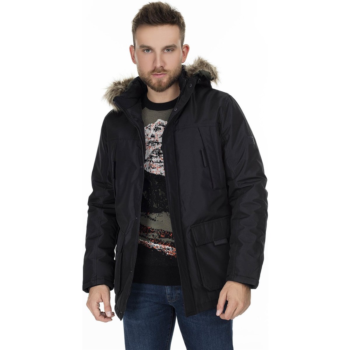 12164917NEBIMV3NEBIMV3|12164917|BlackJACK&JONES JCOHOLLOW PARKA ERKEK MONT-BLACK