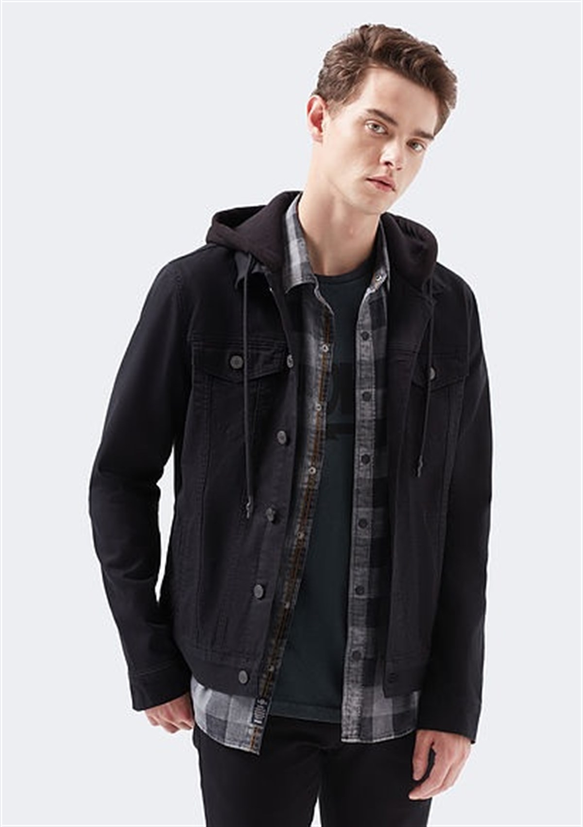 0167932233Mavi Brandon Black Comfort Erkek Mont