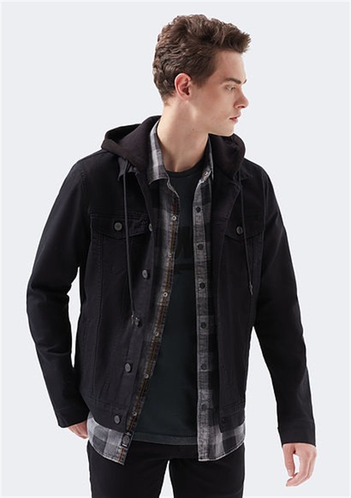 0167932233Mavi Brandon Black Comfort Erkek Mont