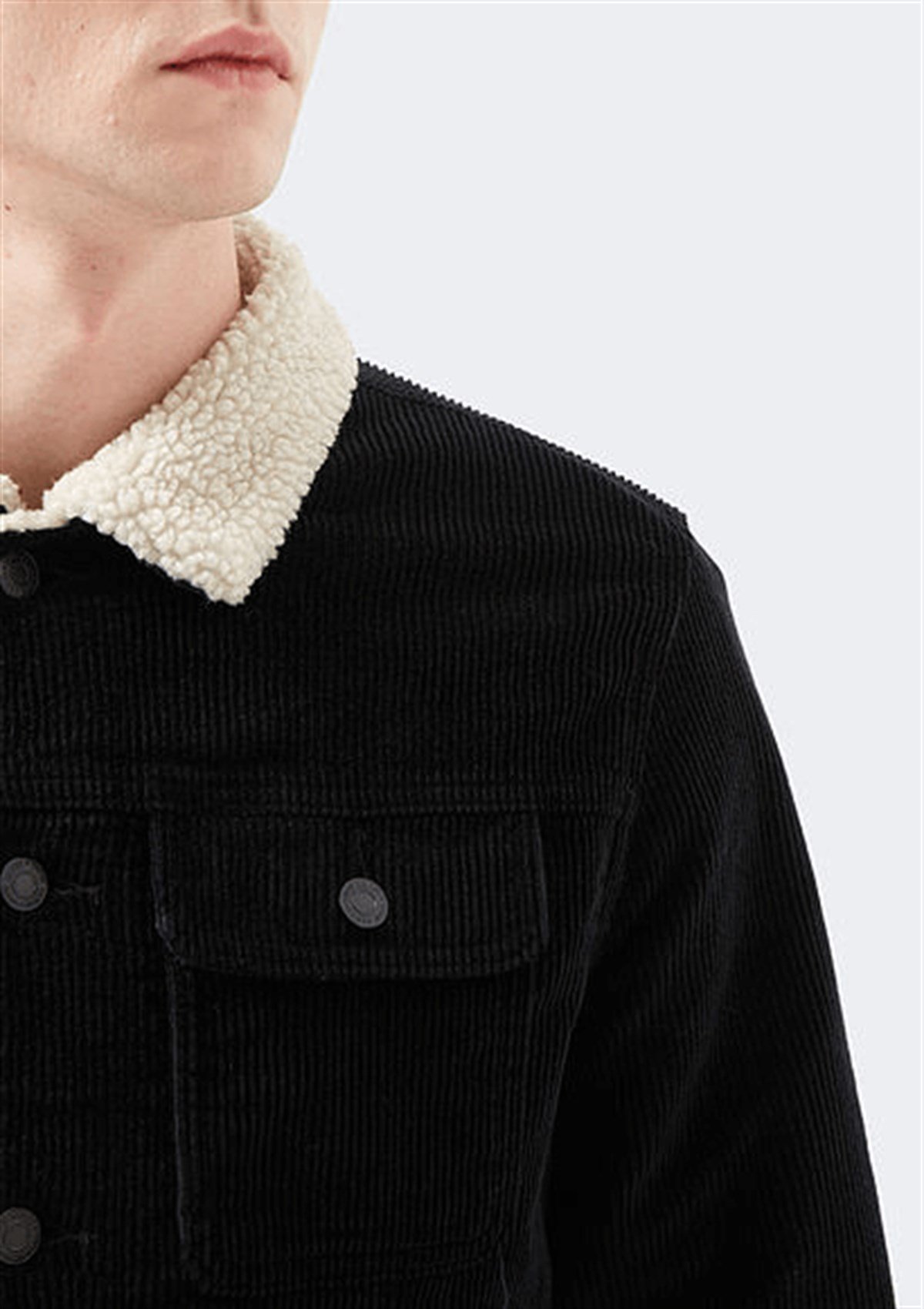 010125-29682Mavi Erkek Corduroy Erkek Mont Siyah