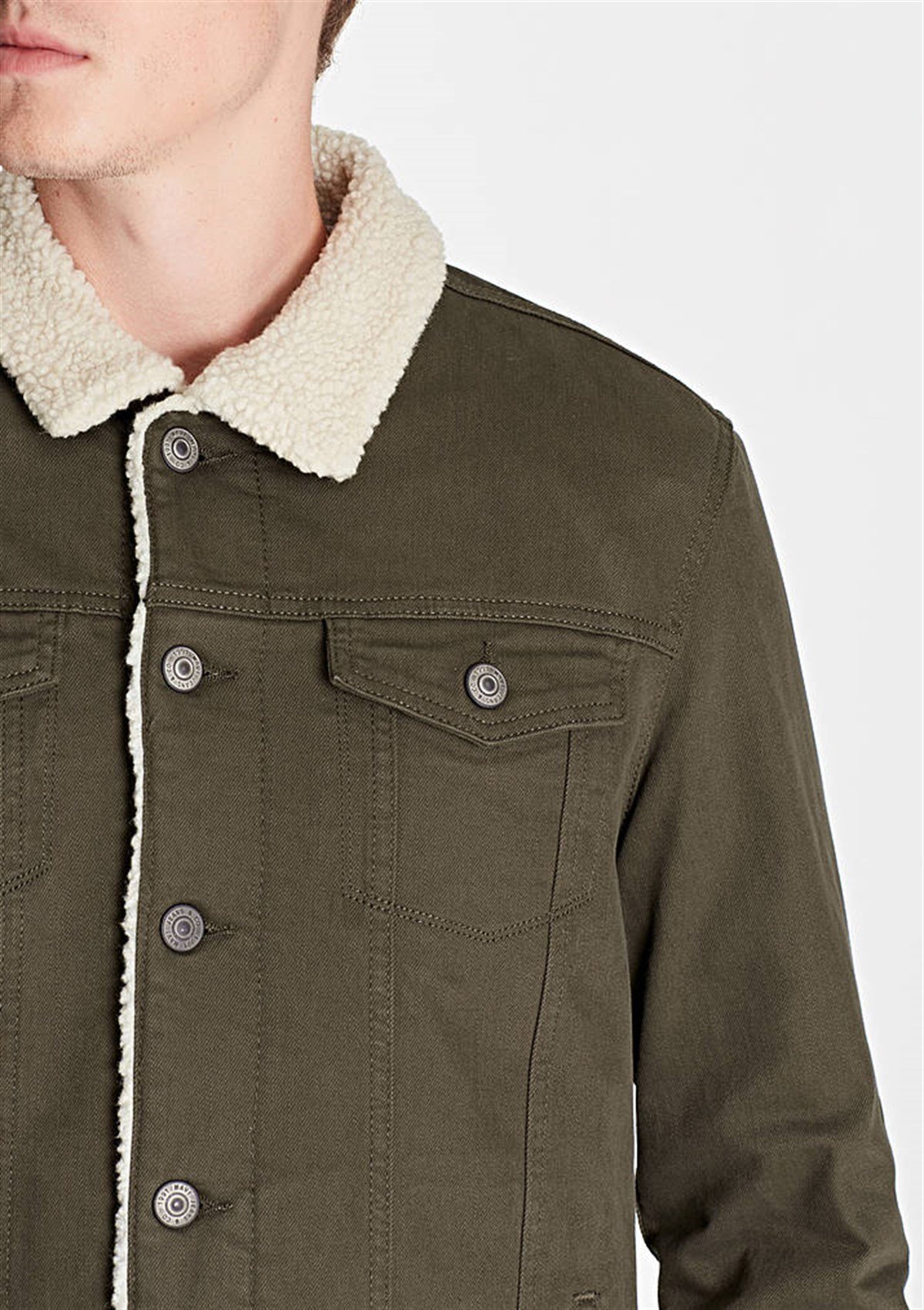 0115229681MAVİ FRANK Black Olive Sherpa Comfort