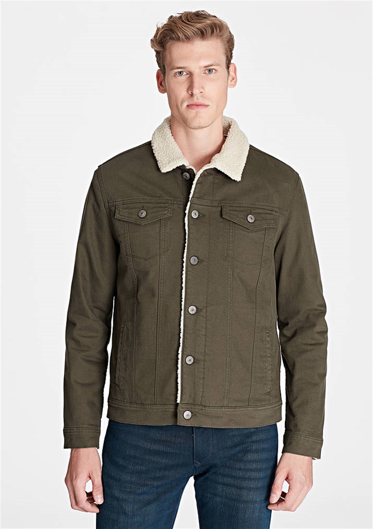 0115229681MAVİ FRANK Black Olive Sherpa Comfort