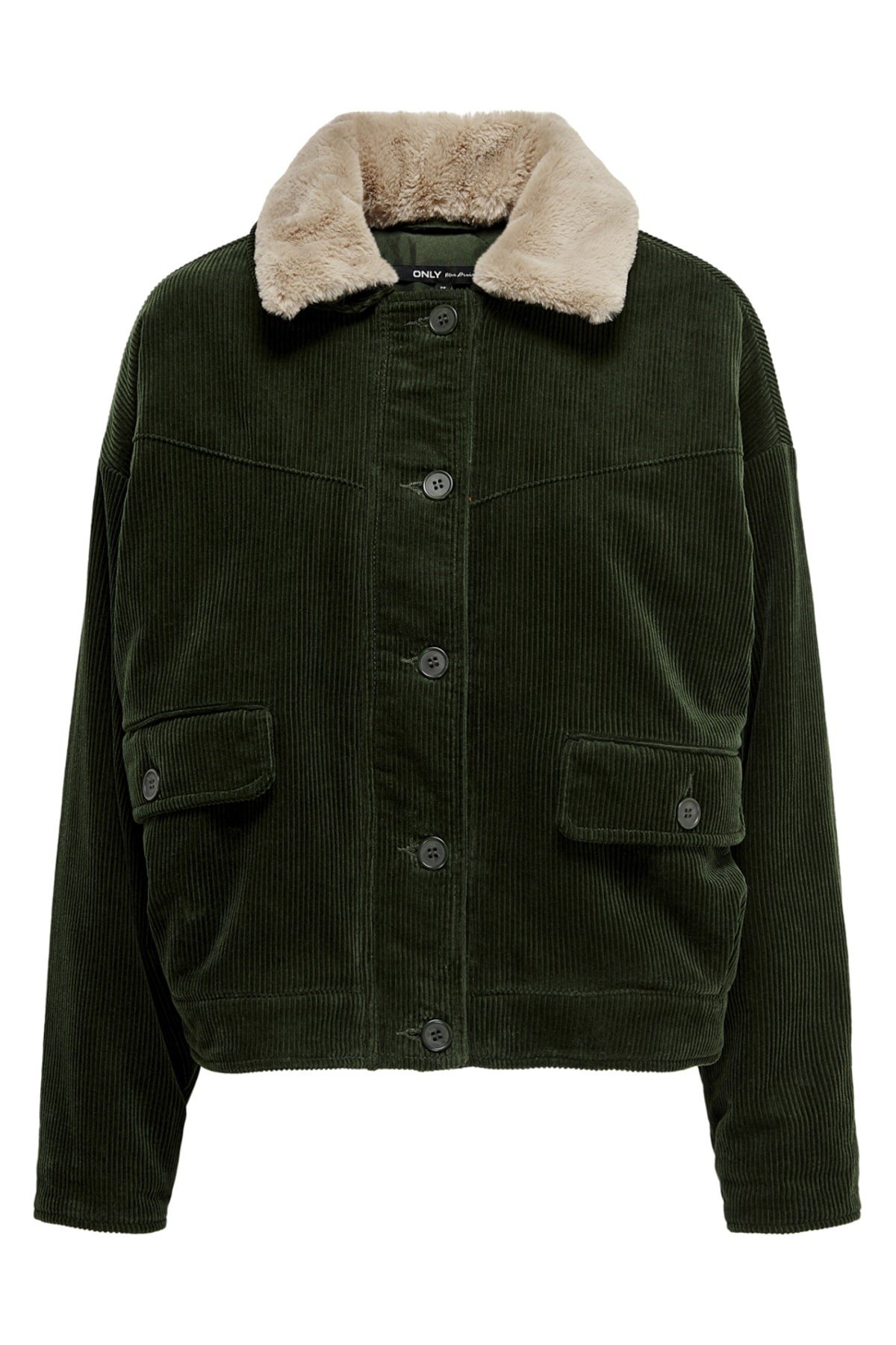 15184483NEBIMV3NEBIMV3|15184483|ForestONLY ONLBITTEN CORD BUTTON FUR JACKET KADIN MONT-Forest Night