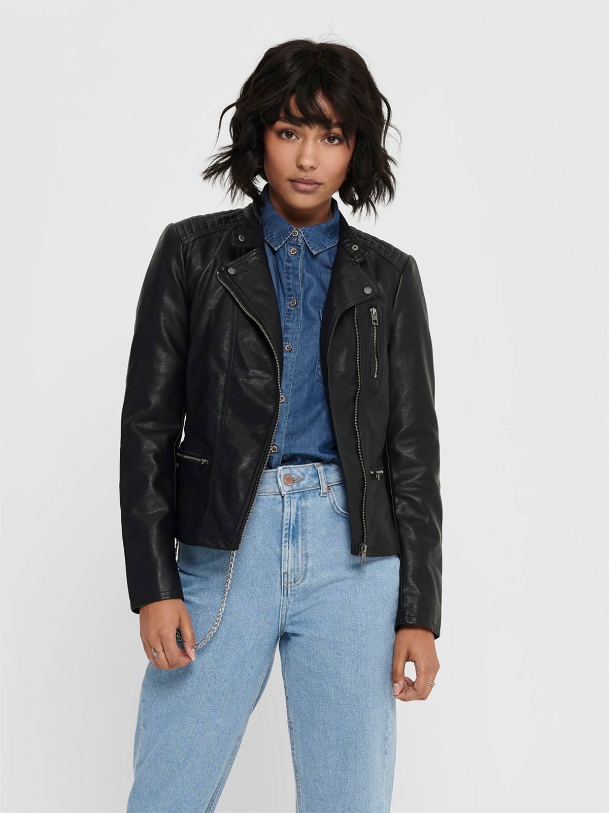 15110802Only Onlfreya Faux Leather Biker Otw Noos Kadın Ceket