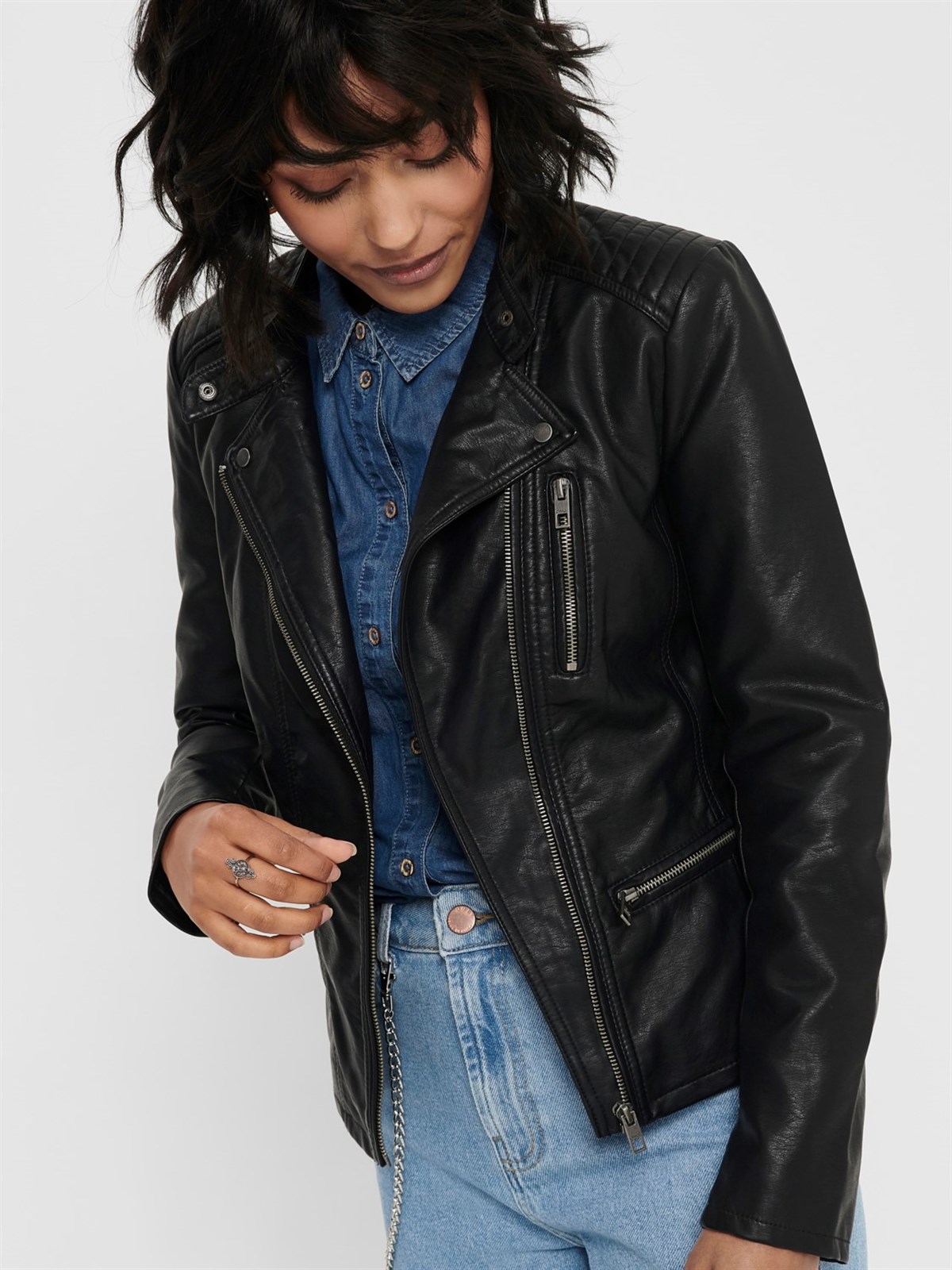 15110802Only Onlfreya Faux Leather Biker Otw Noos Kadın Ceket