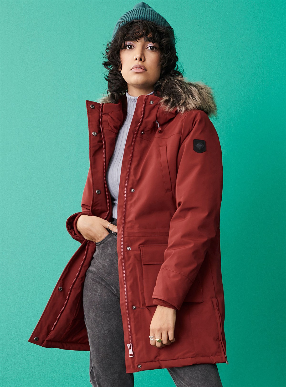 15160017Only Onlnew Sally Long Nylon Coat Otw Kadın Mont