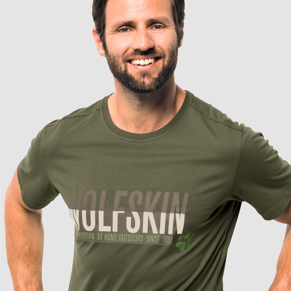 1805641NEBIMV3NEBIMV3|1805641|17282JACK WOLFSKIN SLOGAN T MEN ERKEK T-SHIRT-woodland green