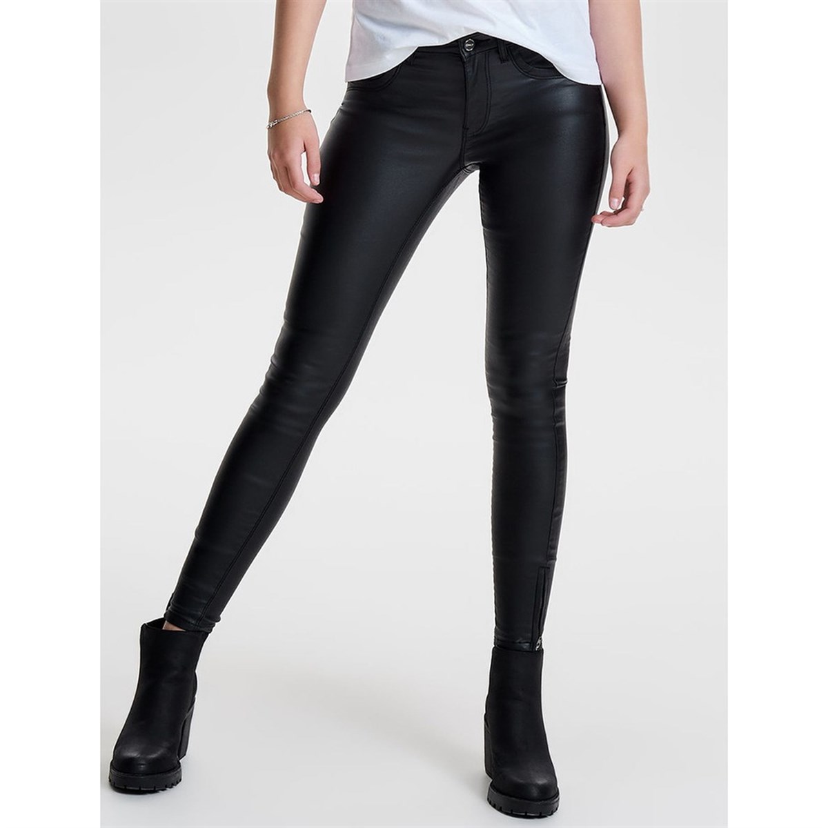 15148275NEBIMV3NEBIMV3|15148275|BlackONLY ONLKENDELL REG SK ANK COATED PNT BJ NOOS KADIN PANTOLON-Black