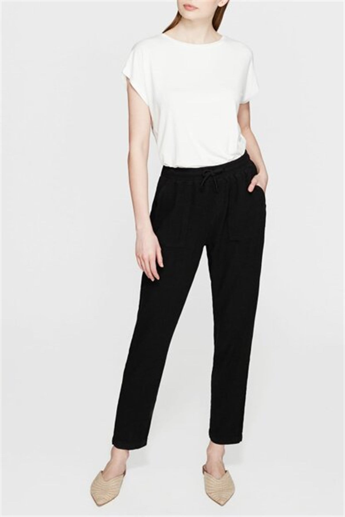 100782-900Mavi Beli Lastikli Pantolon Siyah   100782-900