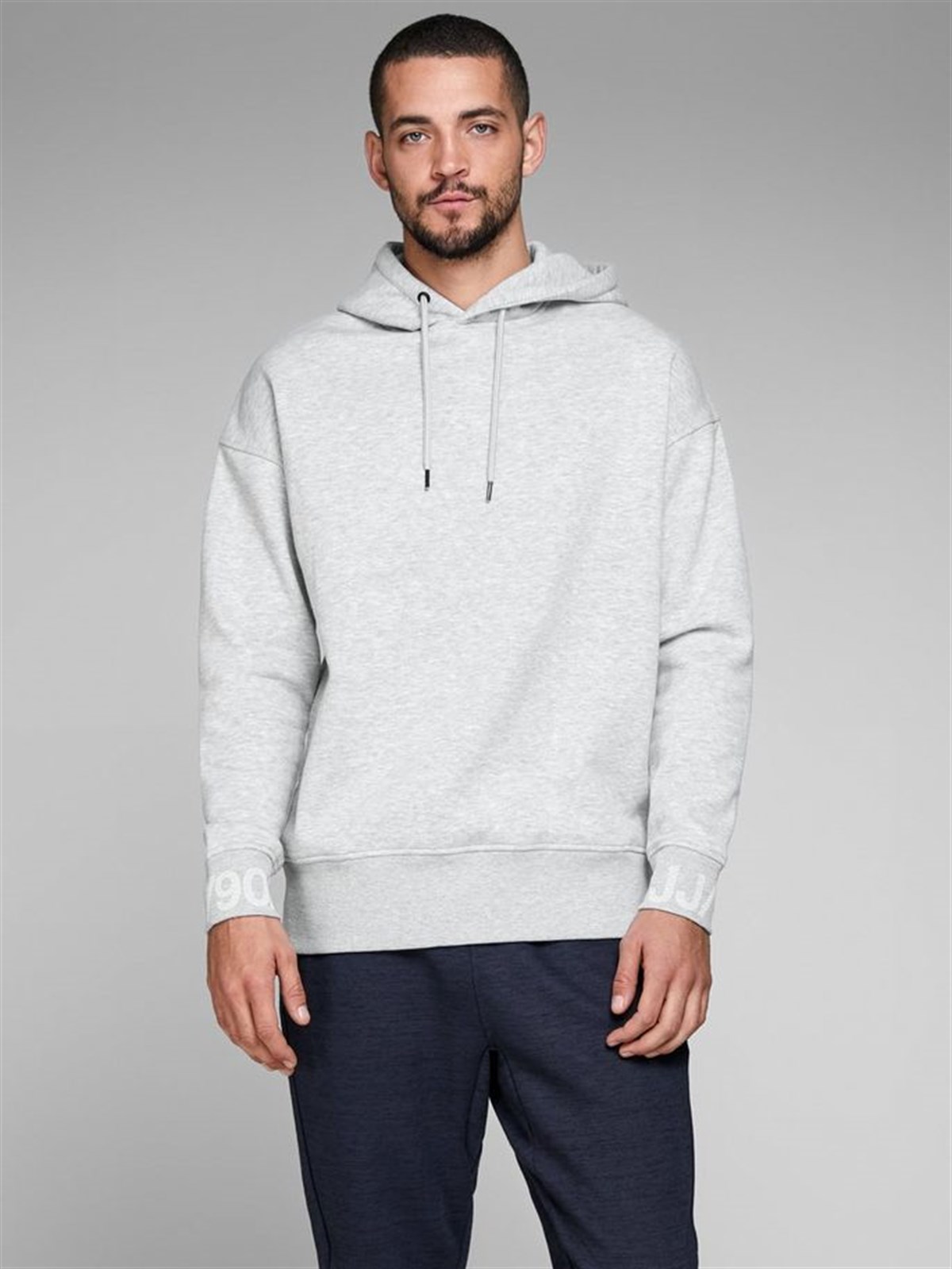 12145349NEBIMV3NEBIMV3|12145349|LightJACK & JONES JCOHALFTONE SWEAT HOOD ERKEK SWEATSHIRT-Light Grey Melange