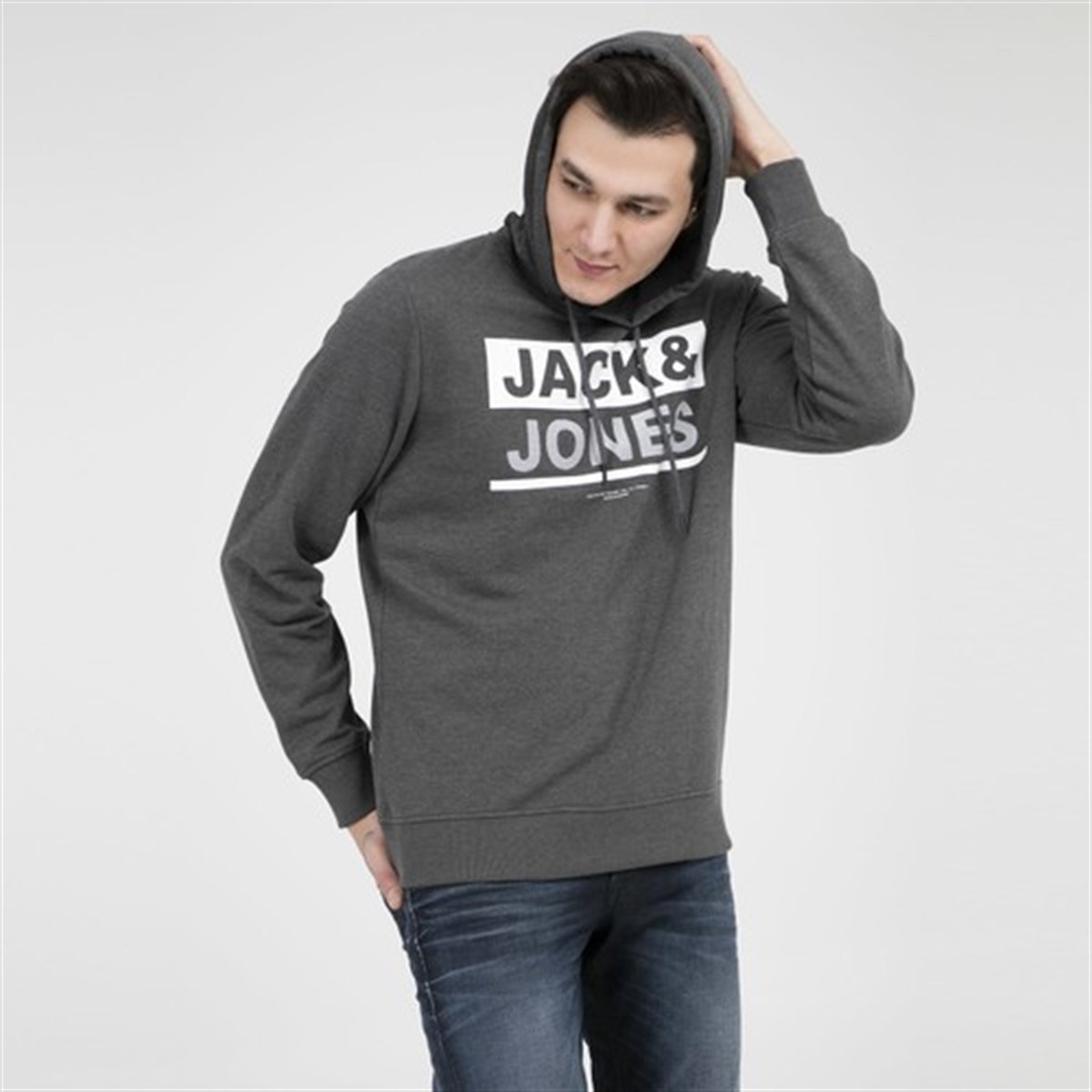 12148875NEBIMV3NEBIMV3|12148875|LightJACK & JONES JCOMONEY SWEAT HOOD WHS ERKEK SWEATSHIRT-Light Grey Melange