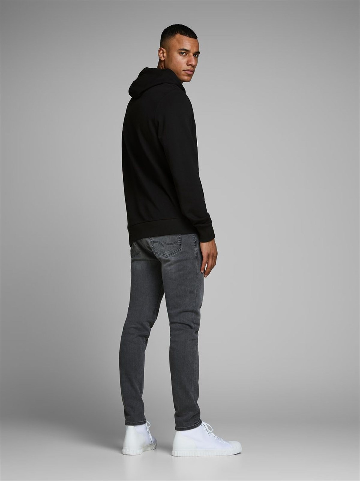 12136885NEBIMV3NEBIMV3|12136885|BlackJACK & JONES JJEHOLMEN SWEAT HOOD NOOS ERKEK SWEATSHIRT-Black Denim