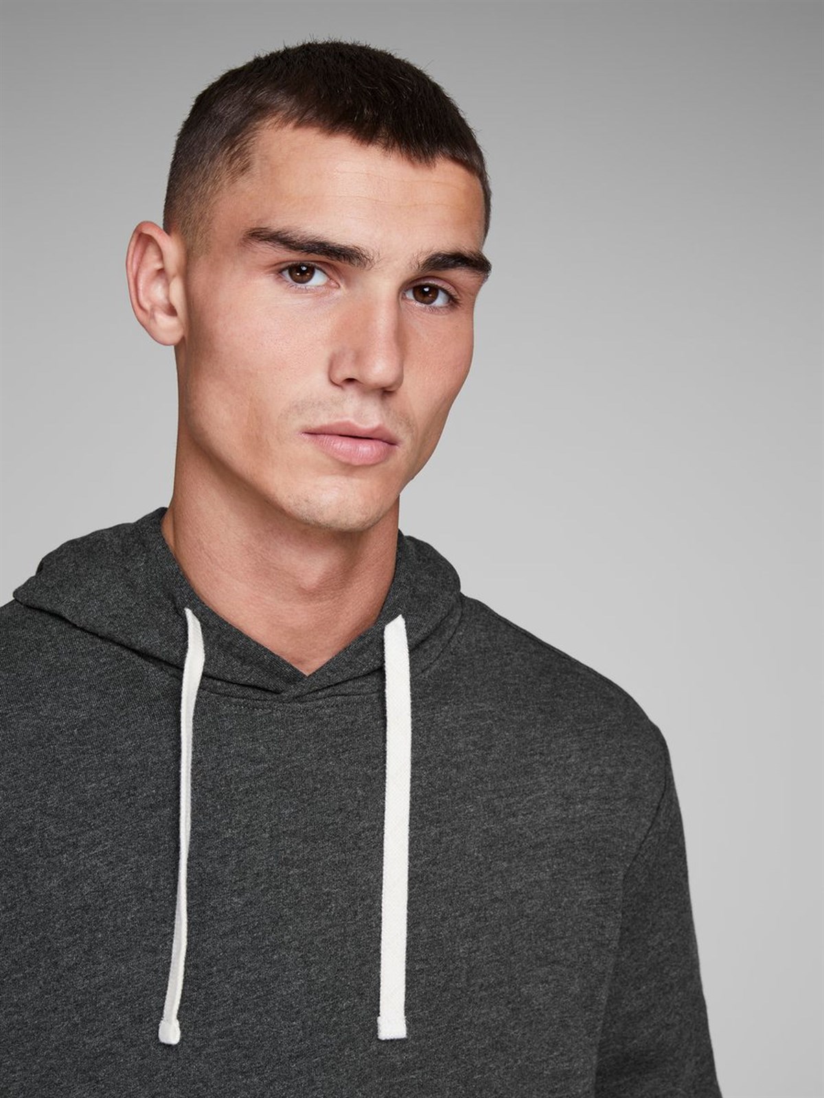 12136885NEBIMV3NEBIMV3|12136885|DarkJACK & JONES JJEHOLMEN SWEAT HOOD NOOS ERKEK SWEATSHIRT-Dark Grey Melange