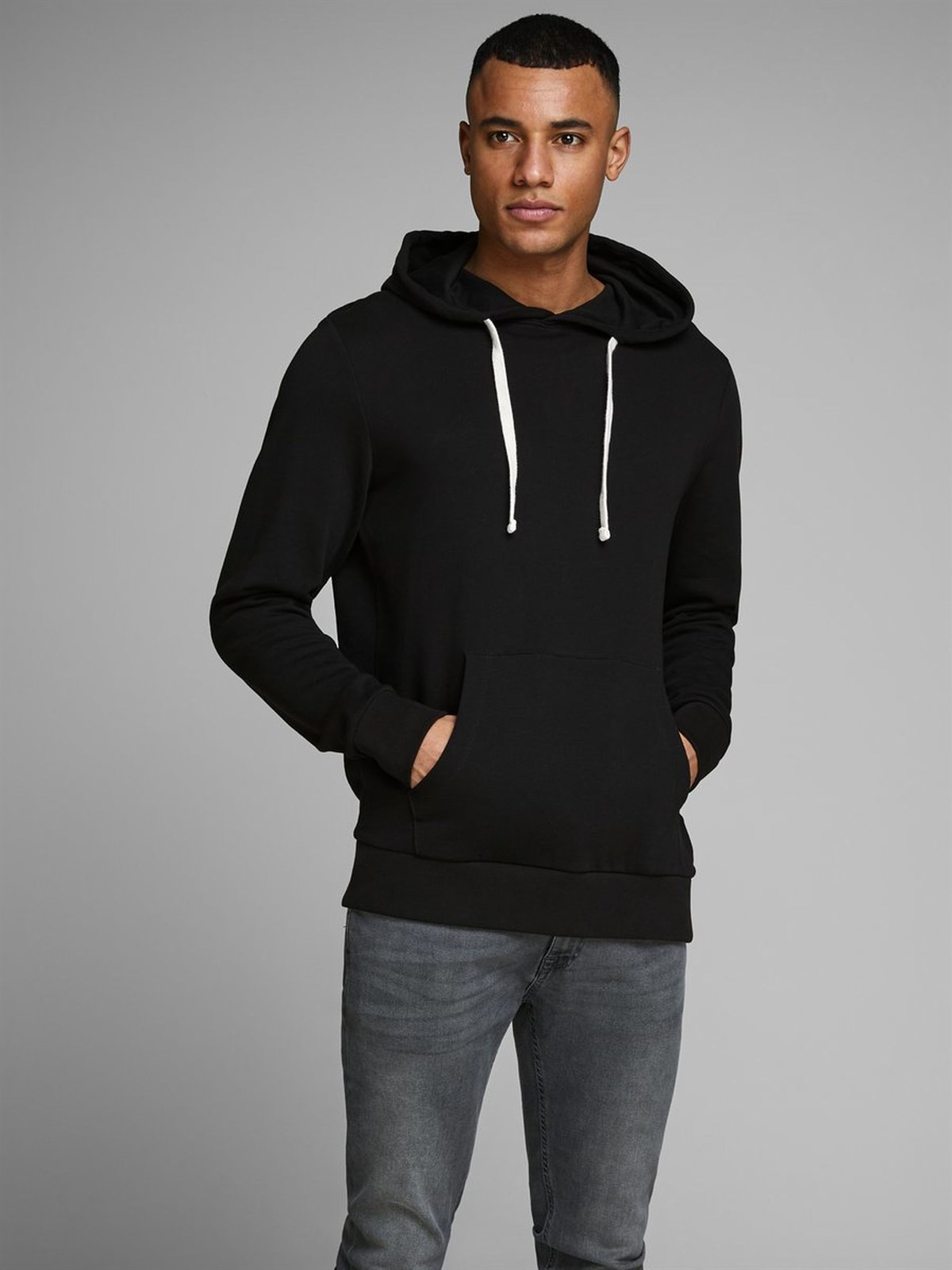 12136885NEBIMV3NEBIMV3|12136885|BlackJACK & JONES JJEHOLMEN SWEAT HOOD NOOS ERKEK SWEATSHIRT-Black Denim