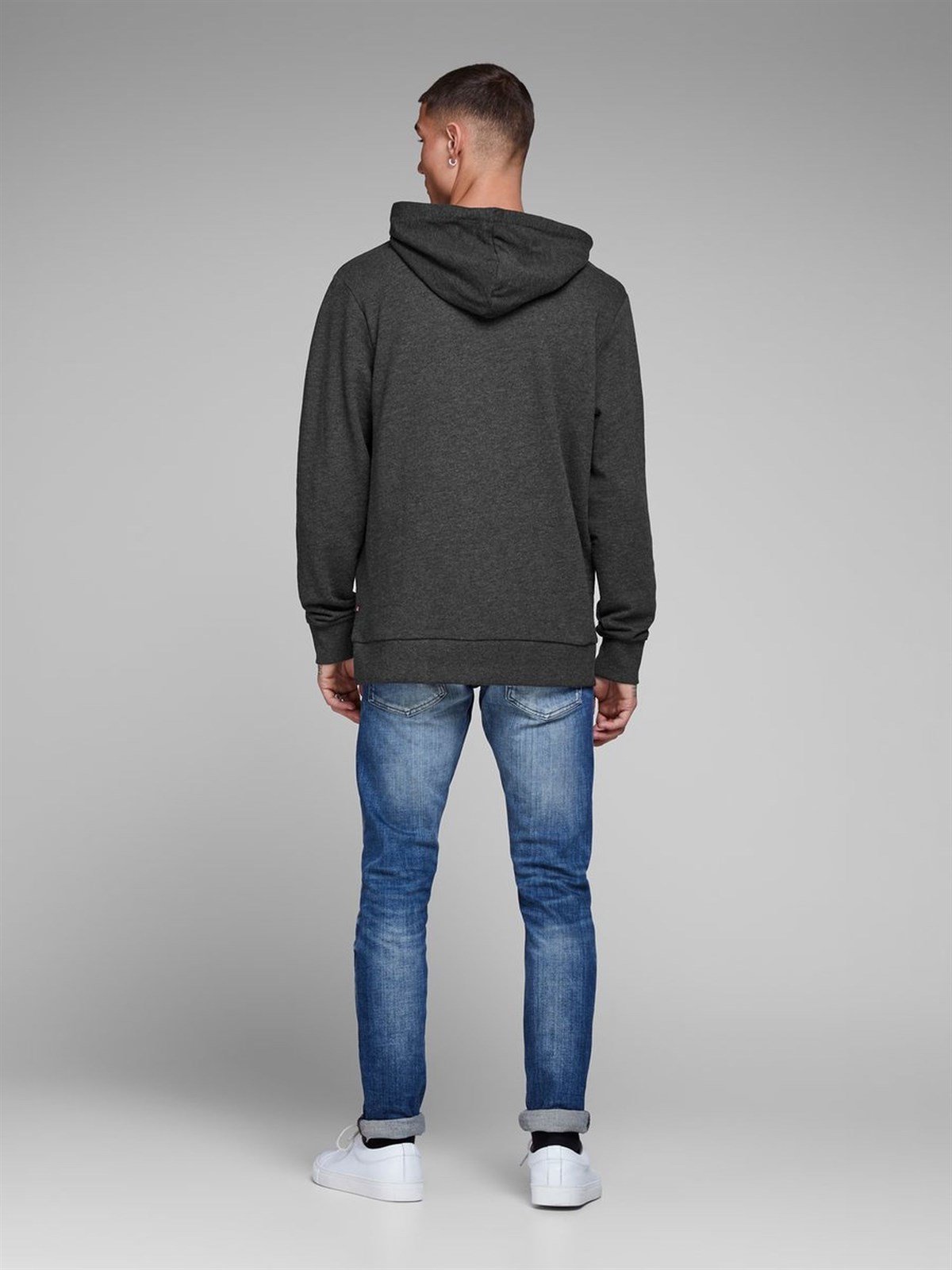 12136885NEBIMV3NEBIMV3|12136885|DarkJACK & JONES JJEHOLMEN SWEAT HOOD NOOS ERKEK SWEATSHIRT-Dark Grey Melange