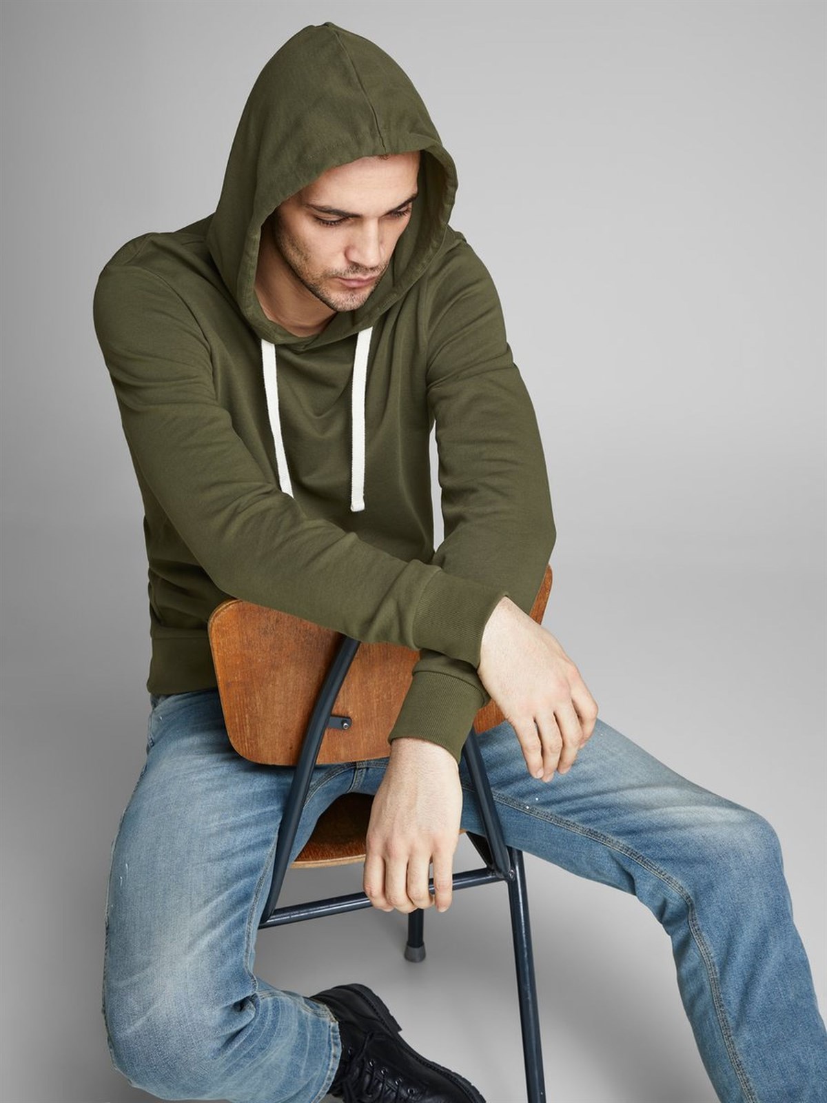 12136885NEBIMV3NEBIMV3|12136885|OliveJACK & JONES JJEHOLMEN SWEAT HOOD NOOS ERKEK SWEATSHIRT-Olive Night