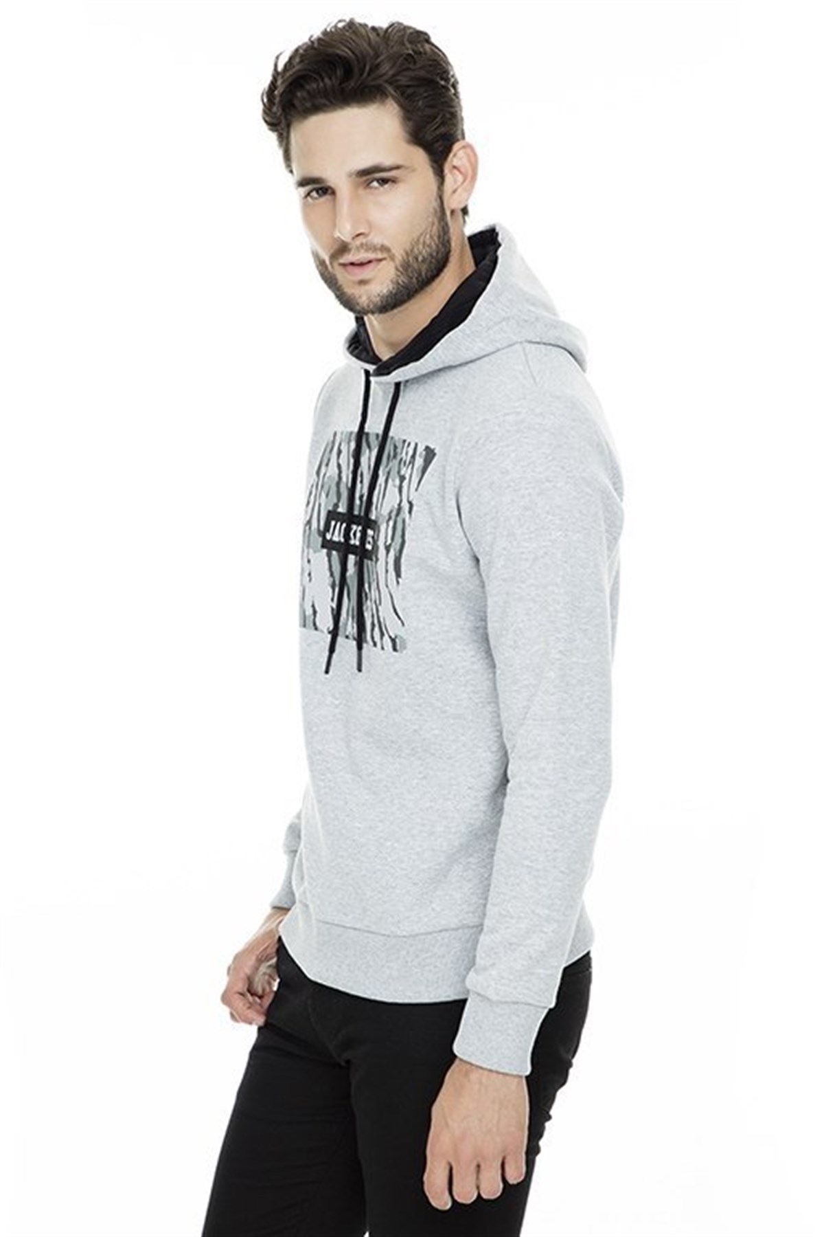 12157830NEBIMV3NEBIMV3|12157830|LightJACK&JONES CORE JCORAIMI SWEAT HOOD ERKEK SWEATSHIRT-Light Grey Melange
