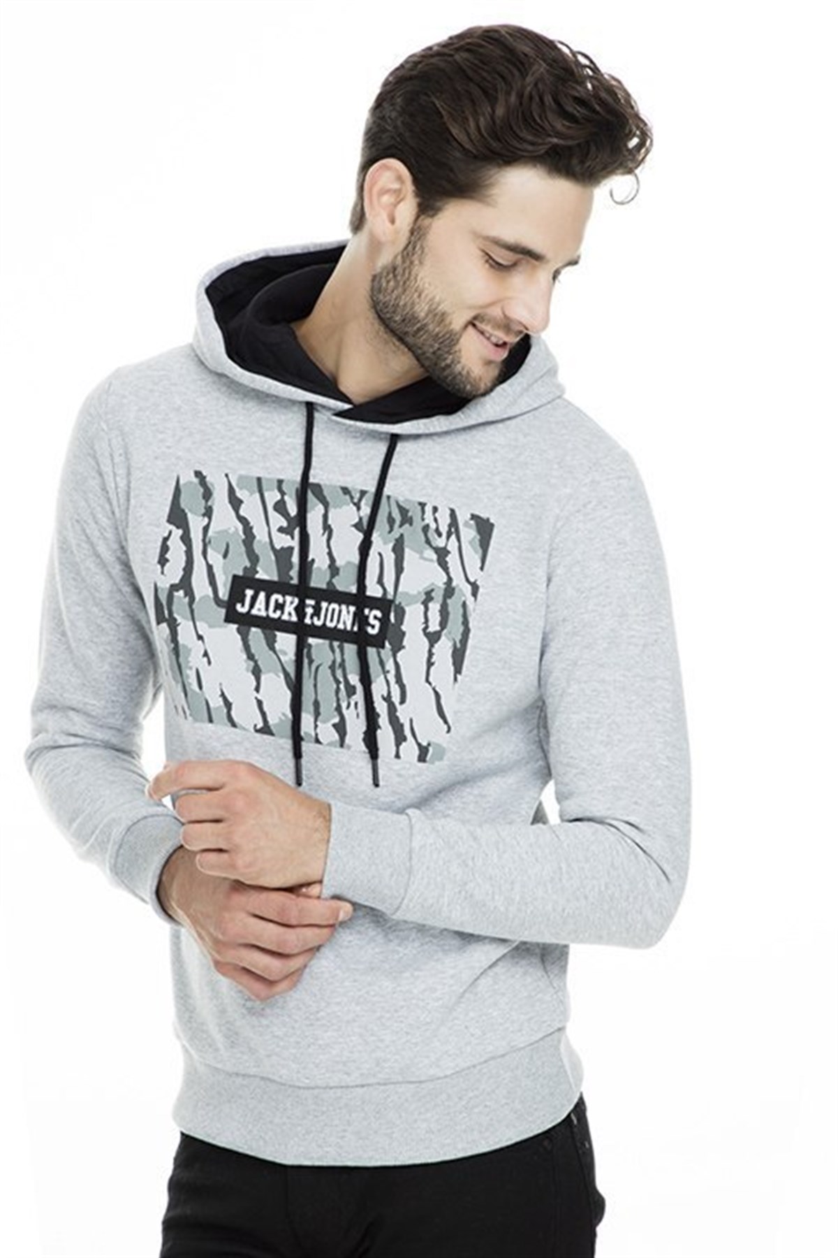 12157830NEBIMV3NEBIMV3|12157830|LightJACK&JONES CORE JCORAIMI SWEAT HOOD ERKEK SWEATSHIRT-Light Grey Melange