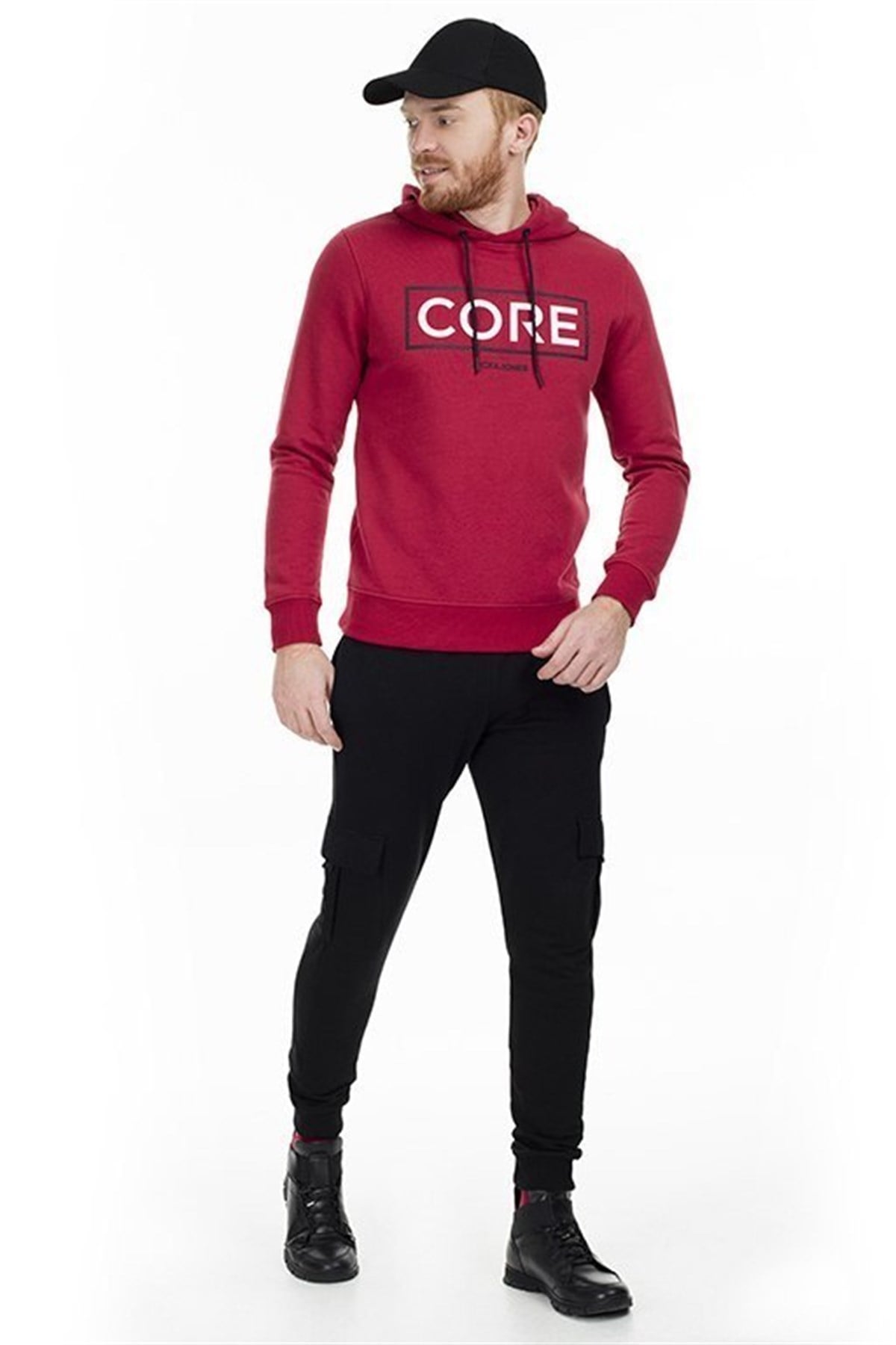 12160898NEBIMV3NEBIMV3|12160898|RRedJACK&JONES JCOBOOSTER SWEAT HOOD OCT 19 ERKEK SWEATSHIRT - 12160898-Rio Red