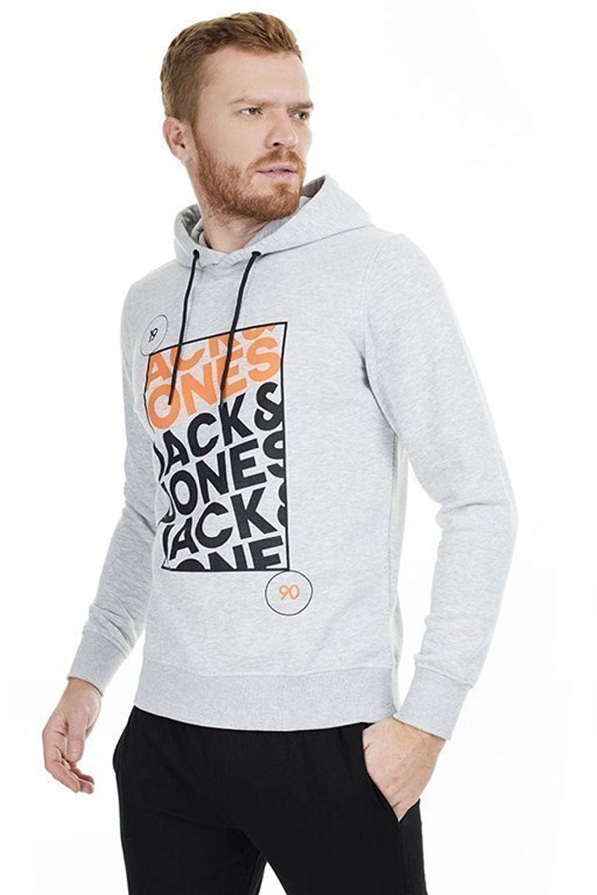 12160898NEBIMV3NEBIMV3|12160898|LGMelJACK&JONES JCOBOOSTER SWEAT HOOD OCT 19 ERKEK SWEATSHIRT - 12160898-Light Grey Melange