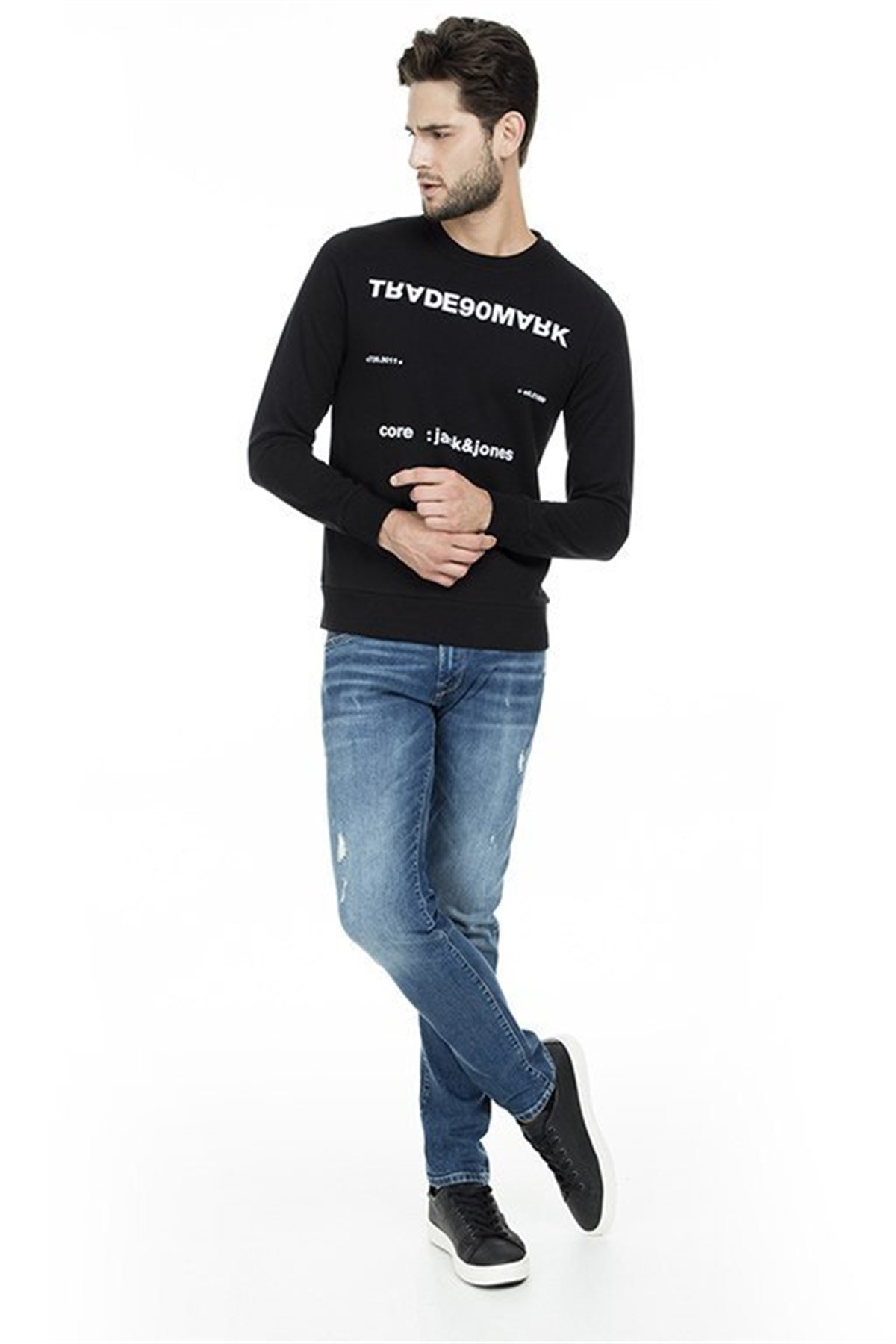 12161759NEBIMV3NEBIMV3|12161759|BlackJACK&JONES JCOPILOT SWEAT CREW NECK ERKEK SWEATSHIRT-BLACK
