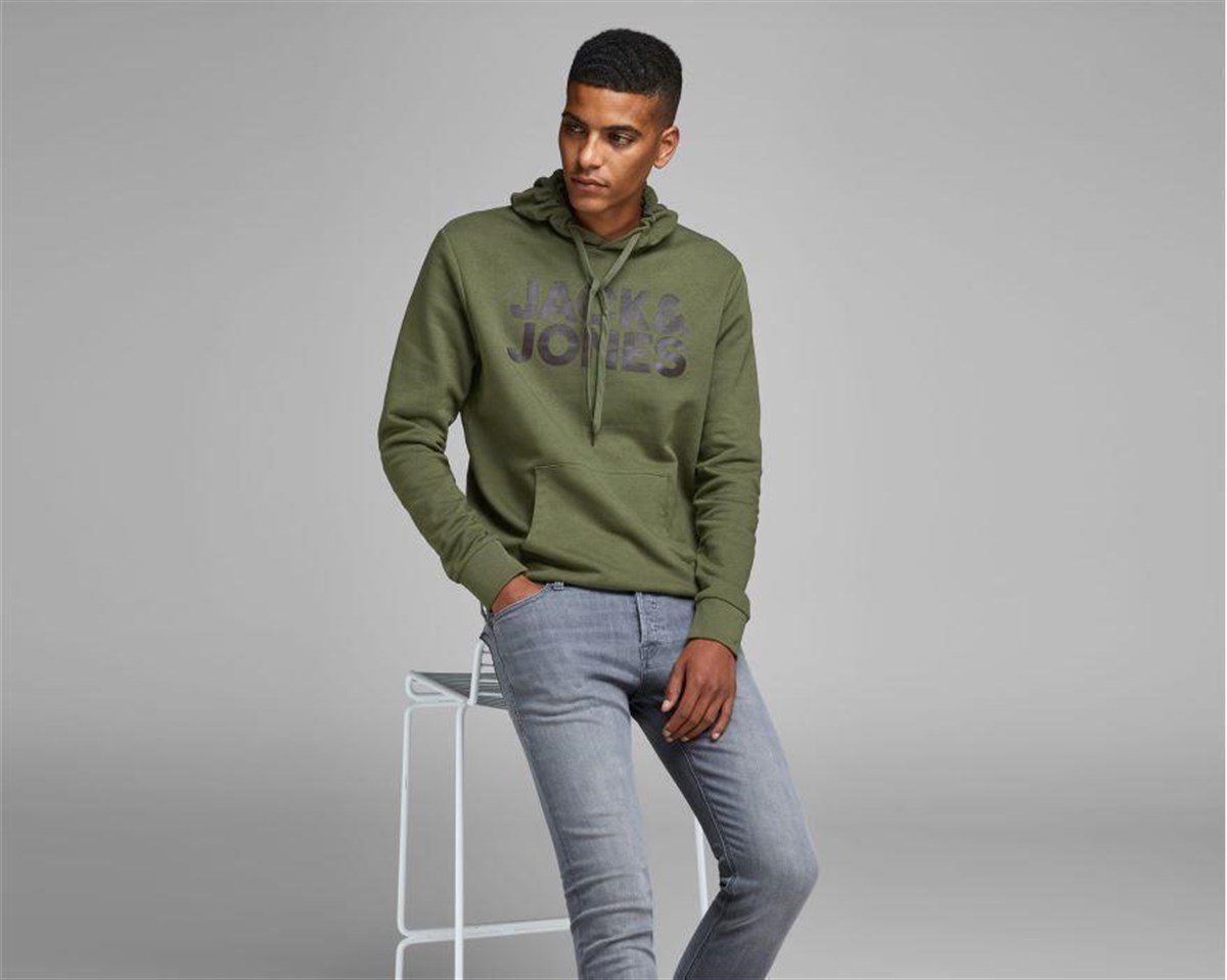 12152840NEBIMV3NEBIMV3|12152840|OliveJACK&JONES JJECORP LOGO SWEAT HOOD NOOS ERKEK SWEATSHIRT-Olive