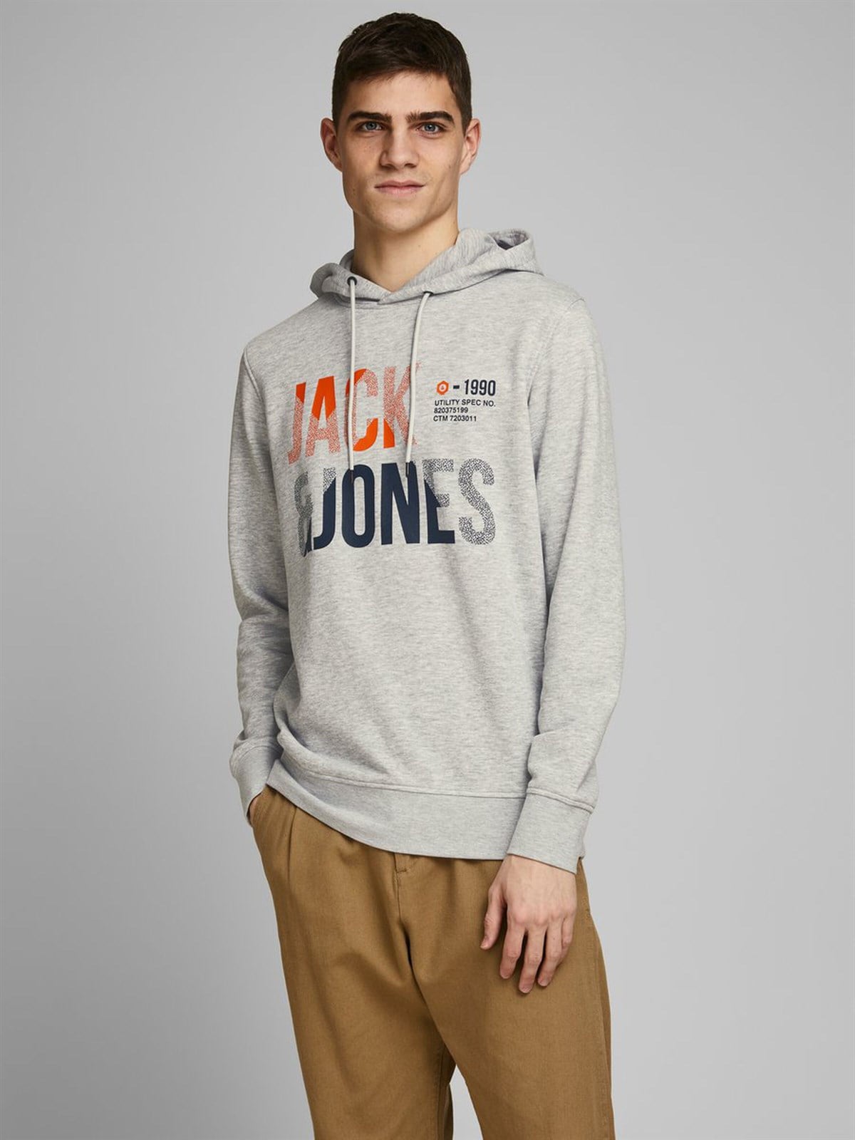 12171656NEBIMV3NEBIMV3|12171656|WMelangeJACK&JONES SWEAT JCOFOKE SWEAT HOOD FST ERKEK SWEATSHIRT-12171656-White Melange