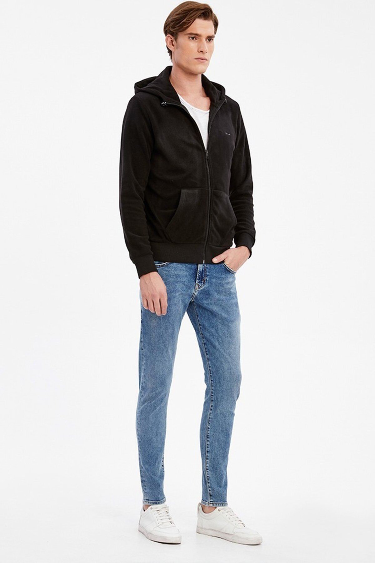 86903Ltb Momada Erkek Fermuarlı Kapüşonlu Sweatshirt