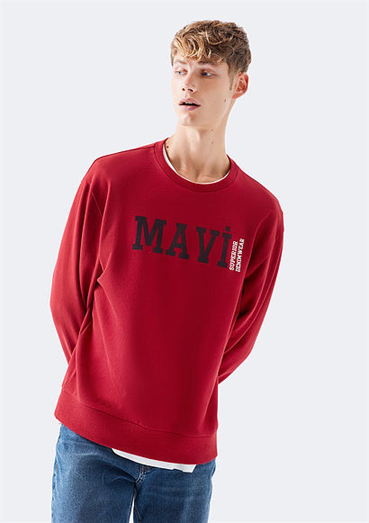 066302-32336Mavi Acı Kırmızı Erkek Sweatshirt