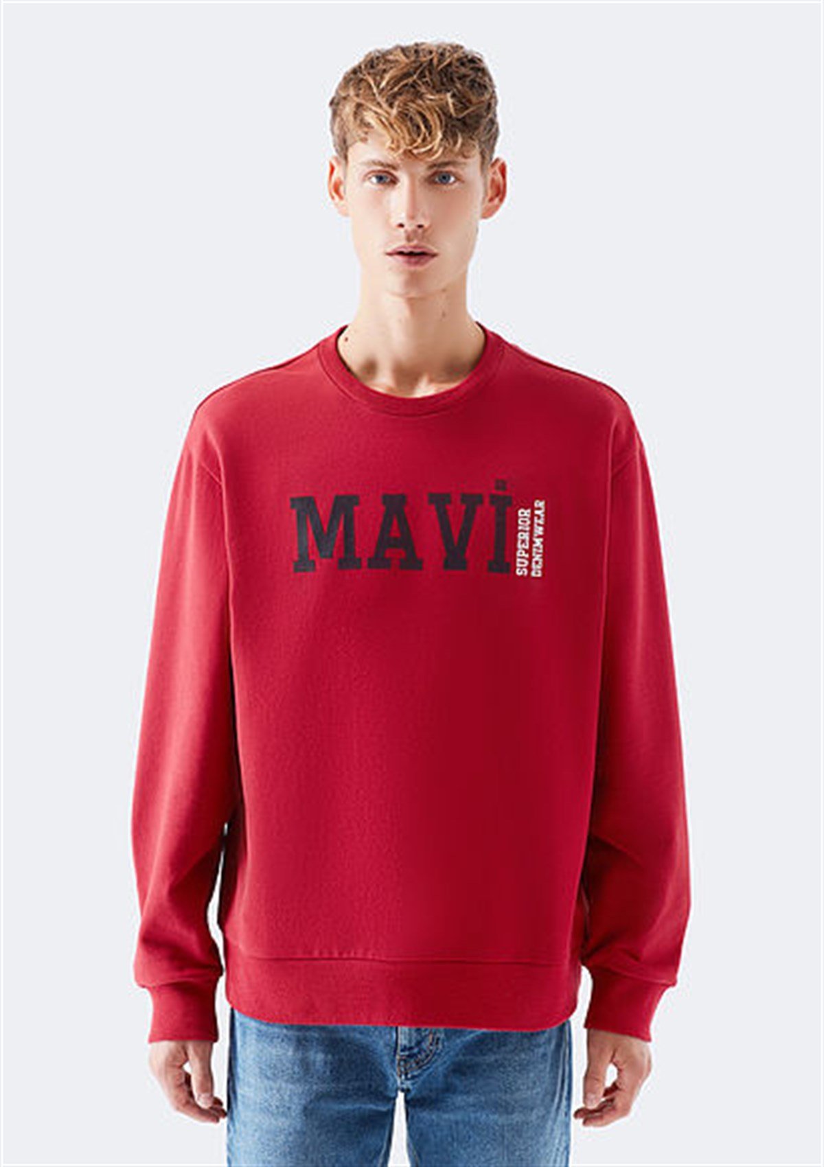 066302-32336Mavi Acı Kırmızı Erkek Sweatshirt