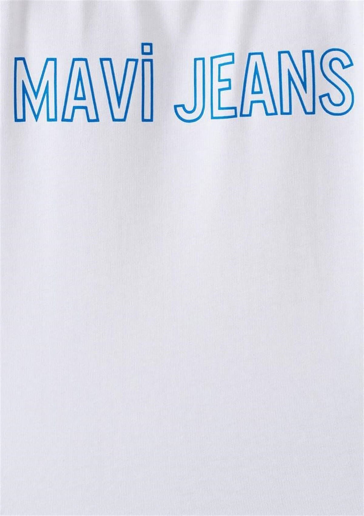 065752-620Mavi Baskılı Sweatshirt Erkek  Beyaz
